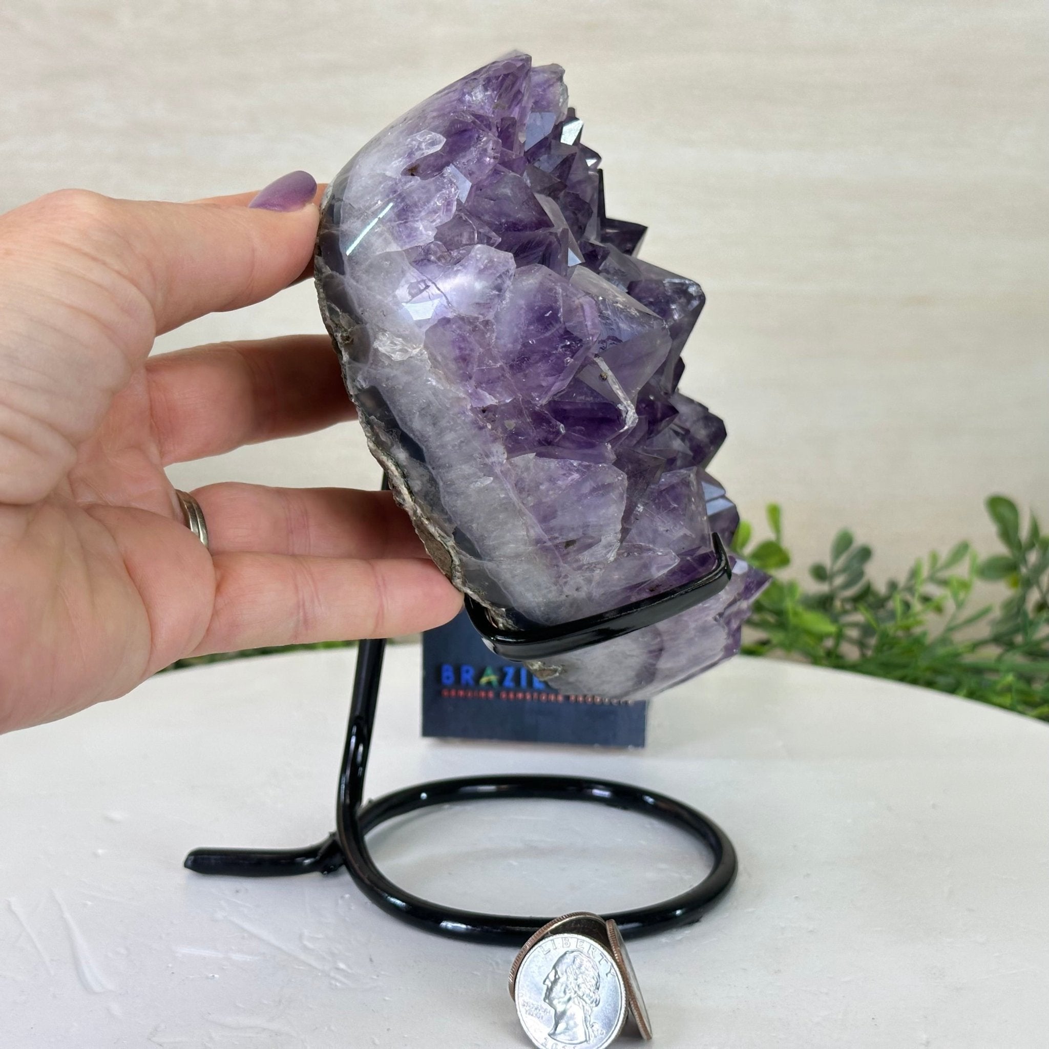 Amethyst Heart Geode on a Metal Stand, 5.1 lbs & 7.6" Tall #5463 - 0325 - Brazil GemsBrazil GemsAmethyst Heart Geode on a Metal Stand, 5.1 lbs & 7.6" Tall #5463 - 0325Hearts5463 - 0325