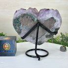 Amethyst Heart Geode on a Metal Stand, 5.8 lbs & 7.5" Tall #5463 - 0328 - Brazil GemsBrazil GemsAmethyst Heart Geode on a Metal Stand, 5.8 lbs & 7.5" Tall #5463 - 0328Hearts5463 - 0328