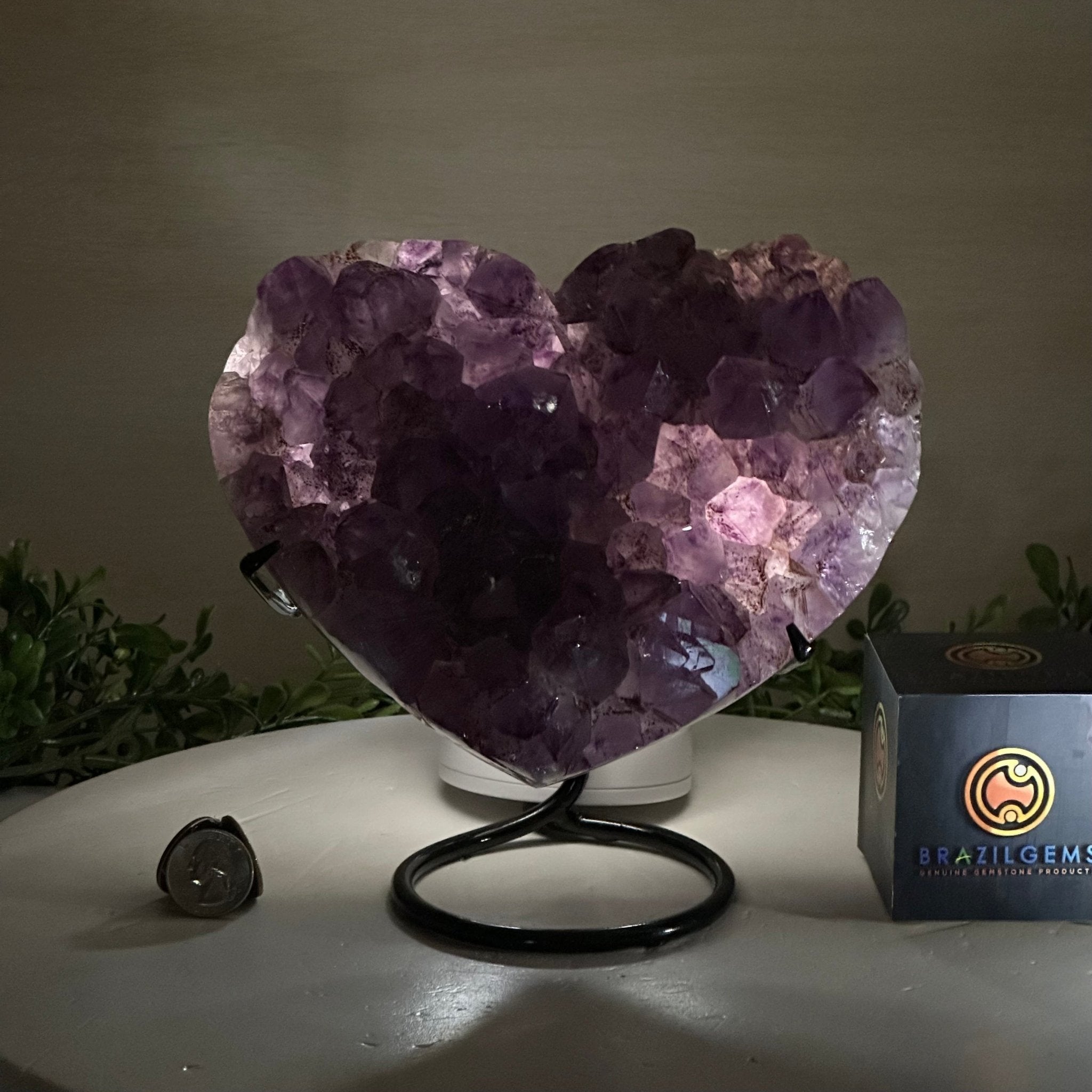 Amethyst Heart Geode on a Metal Stand, 5.8 lbs & 7.5" Tall #5463 - 0328 - Brazil GemsBrazil GemsAmethyst Heart Geode on a Metal Stand, 5.8 lbs & 7.5" Tall #5463 - 0328Hearts5463 - 0328