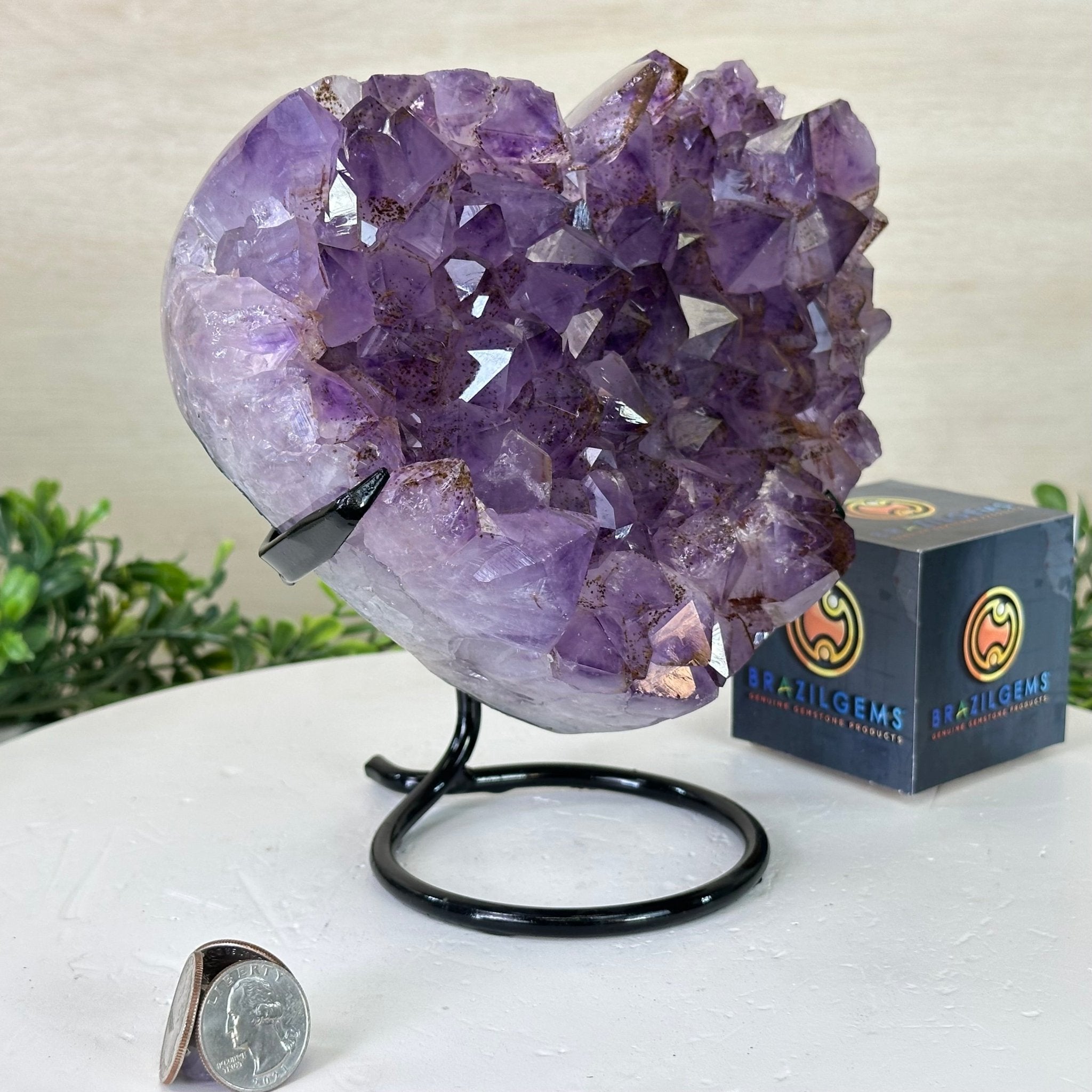 Amethyst Heart Geode on a Metal Stand, 5.8 lbs & 7.5" Tall #5463 - 0328 - Brazil GemsBrazil GemsAmethyst Heart Geode on a Metal Stand, 5.8 lbs & 7.5" Tall #5463 - 0328Hearts5463 - 0328