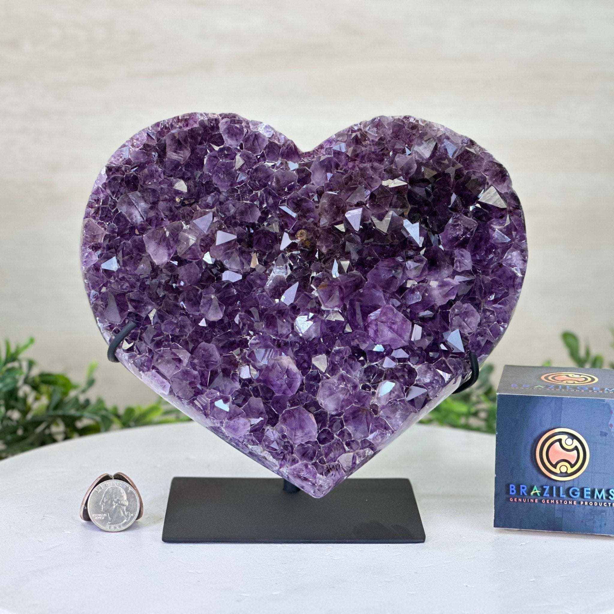 Amethyst Heart Geode on a Metal Stand, 5.9 lbs & 7.7" Tall #5463 - 0329 - Brazil GemsBrazil GemsAmethyst Heart Geode on a Metal Stand, 5.9 lbs & 7.7" Tall #5463 - 0329Hearts5463 - 0329