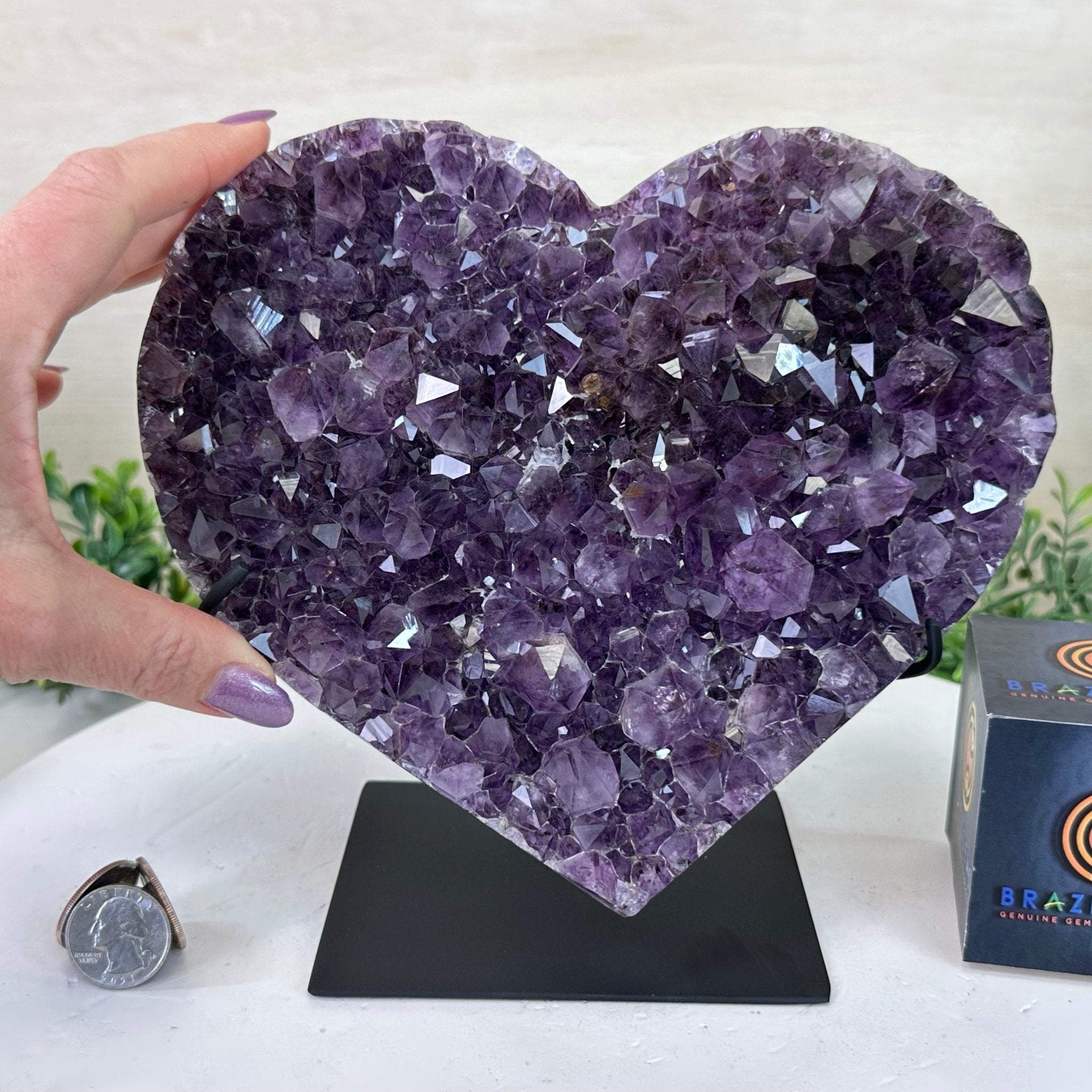 Amethyst Heart Geode on a Metal Stand, 5.9 lbs & 7.7" Tall #5463 - 0329 - Brazil GemsBrazil GemsAmethyst Heart Geode on a Metal Stand, 5.9 lbs & 7.7" Tall #5463 - 0329Hearts5463 - 0329