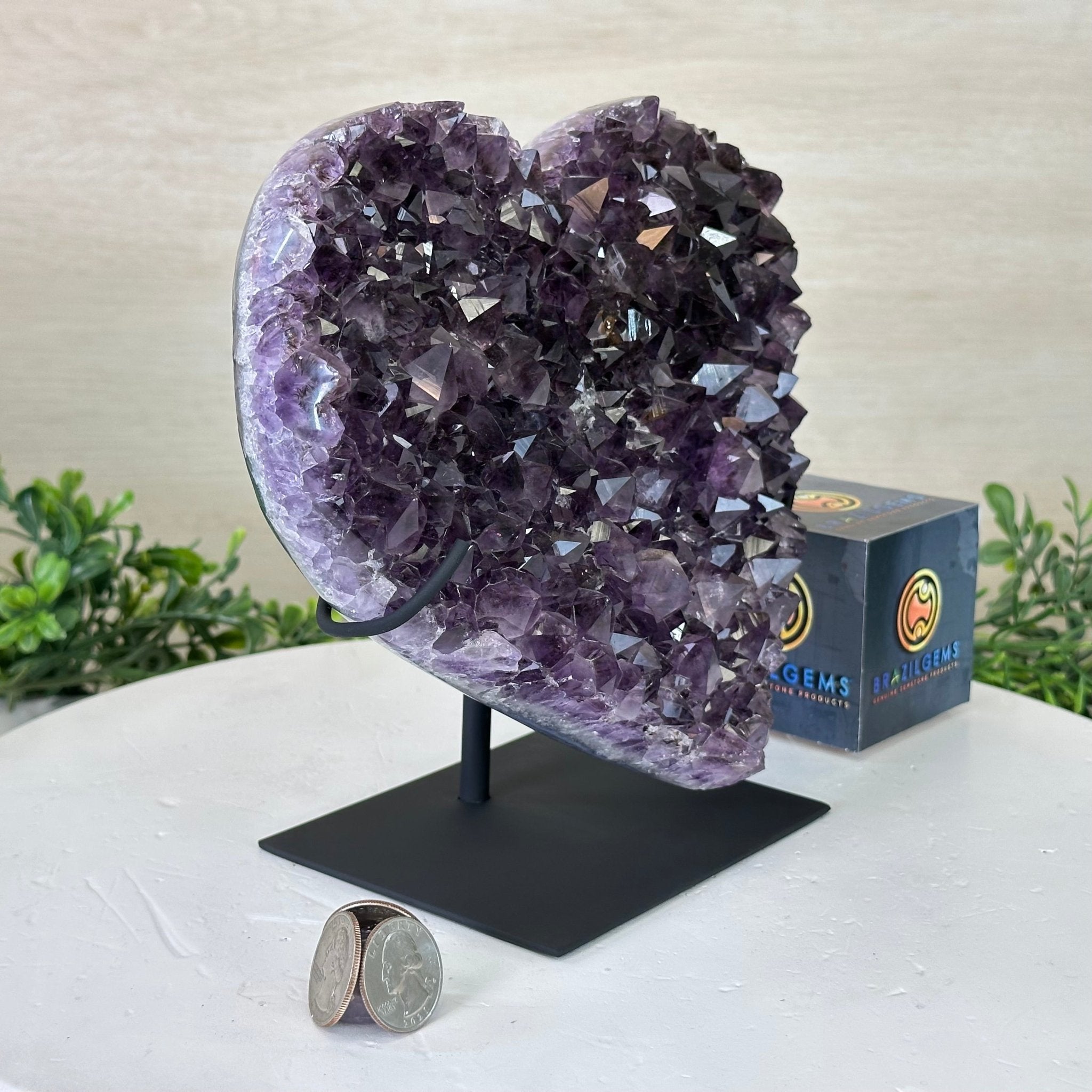 Amethyst Heart Geode on a Metal Stand, 5.9 lbs & 7.7" Tall #5463 - 0329 - Brazil GemsBrazil GemsAmethyst Heart Geode on a Metal Stand, 5.9 lbs & 7.7" Tall #5463 - 0329Hearts5463 - 0329