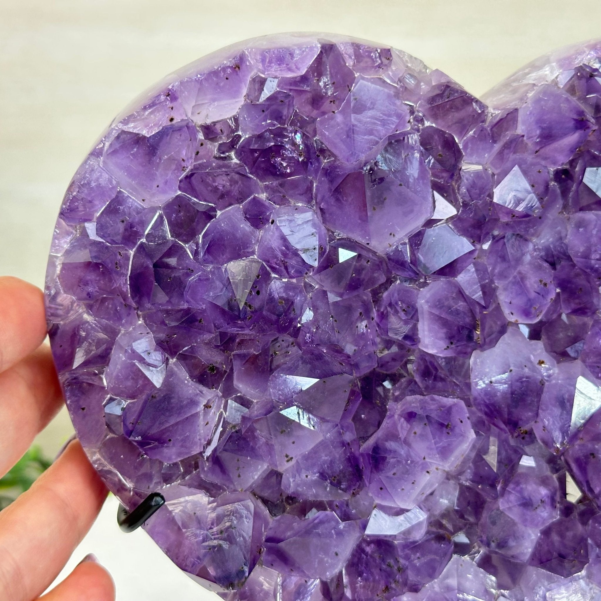 Amethyst Heart Geode on a Metal Stand, 6.5 lbs & 7.3" Tall #5463 - 0330 - Brazil GemsBrazil GemsAmethyst Heart Geode on a Metal Stand, 6.5 lbs & 7.3" Tall #5463 - 0330Hearts5463 - 0330