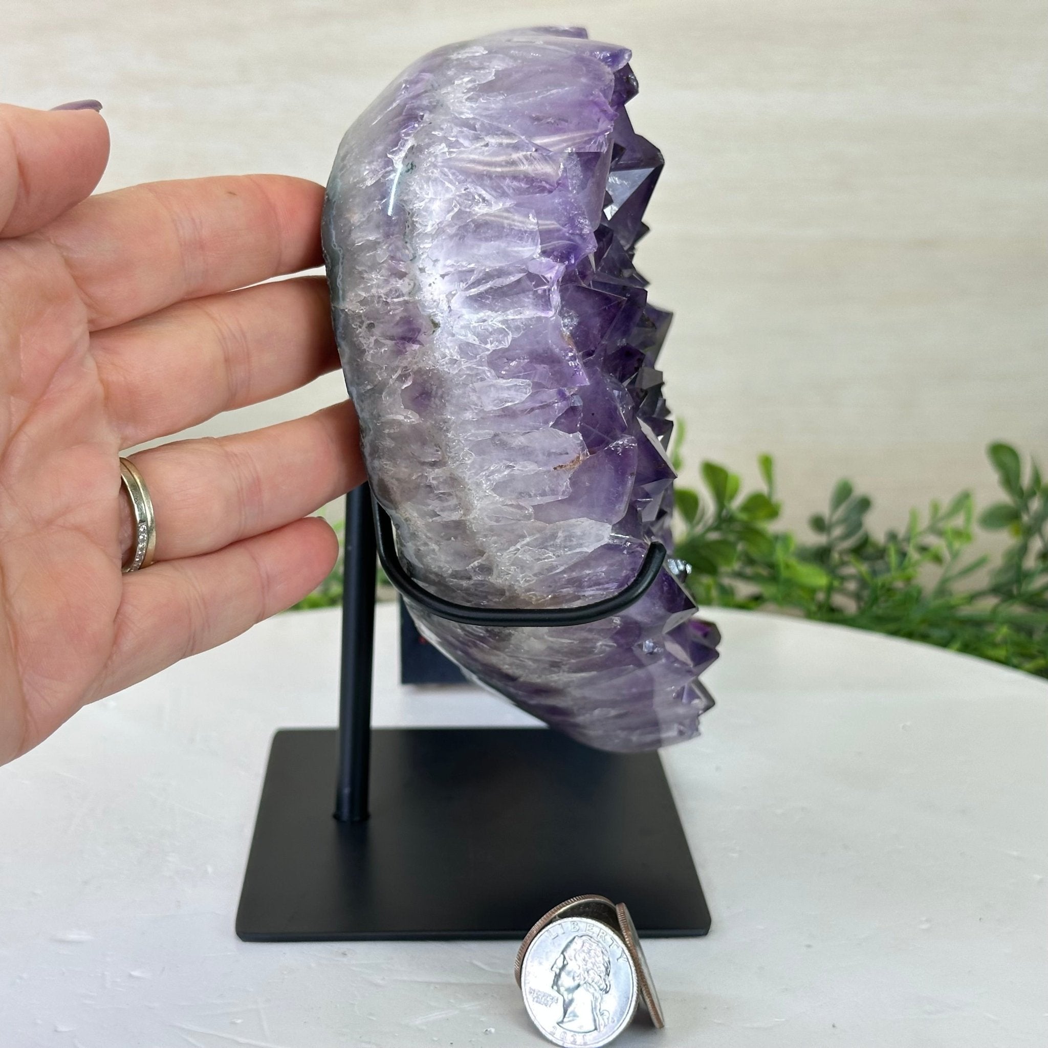 Amethyst Heart Geode on a Metal Stand, 6.5 lbs & 7.3" Tall #5463 - 0330 - Brazil GemsBrazil GemsAmethyst Heart Geode on a Metal Stand, 6.5 lbs & 7.3" Tall #5463 - 0330Hearts5463 - 0330