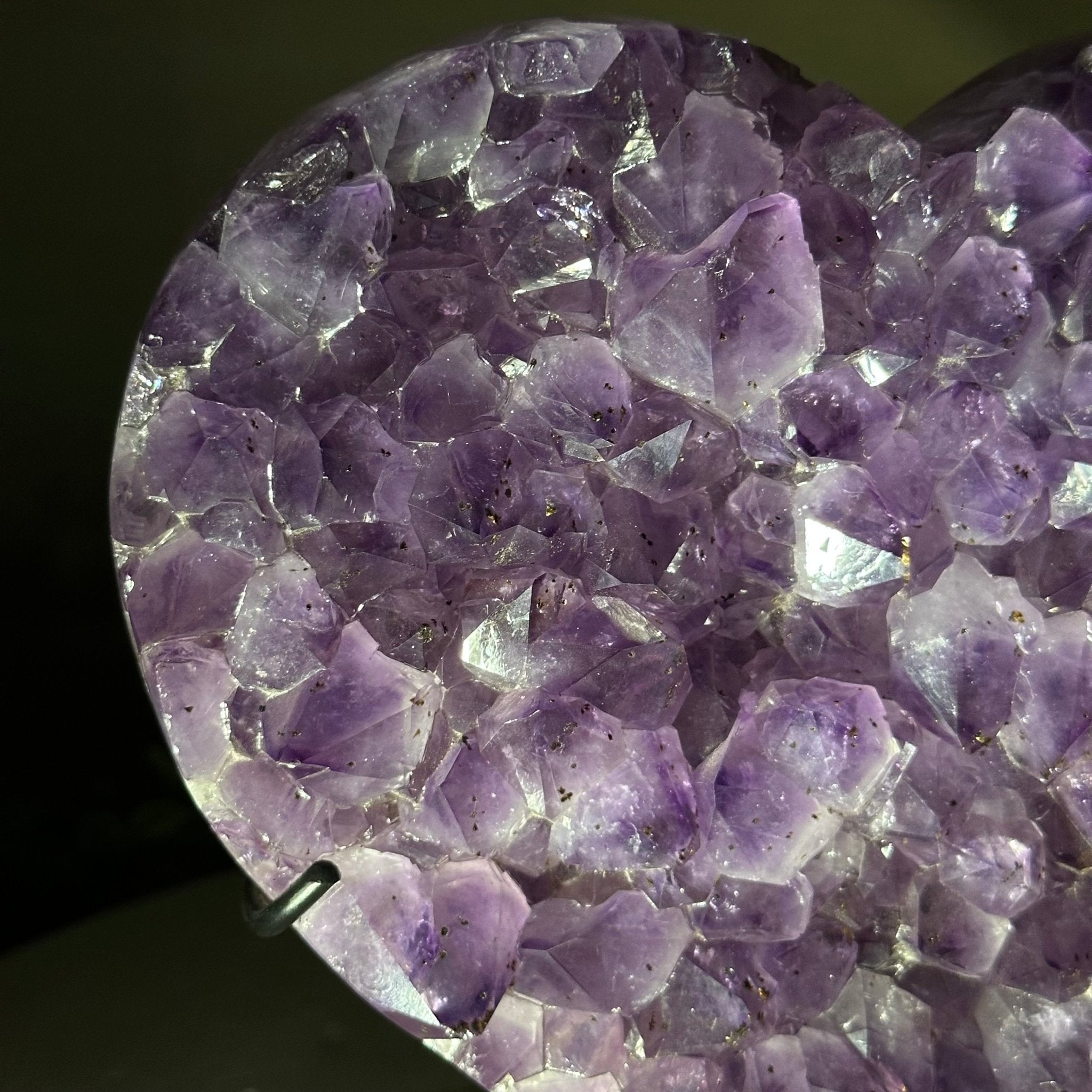 Amethyst Heart Geode on a Metal Stand, 6.5 lbs & 7.3" Tall #5463 - 0330 - Brazil GemsBrazil GemsAmethyst Heart Geode on a Metal Stand, 6.5 lbs & 7.3" Tall #5463 - 0330Hearts5463 - 0330