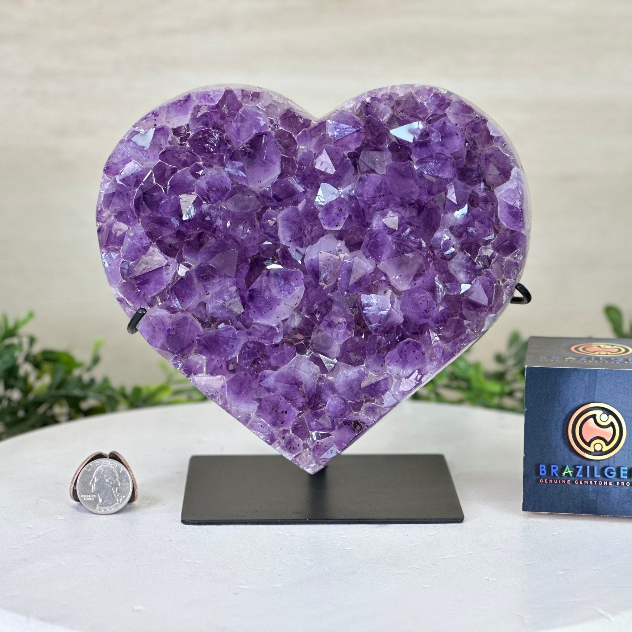 Amethyst Heart Geode on a Metal Stand, 6.5 lbs & 7.3" Tall #5463 - 0330 - Brazil GemsBrazil GemsAmethyst Heart Geode on a Metal Stand, 6.5 lbs & 7.3" Tall #5463 - 0330Hearts5463 - 0330