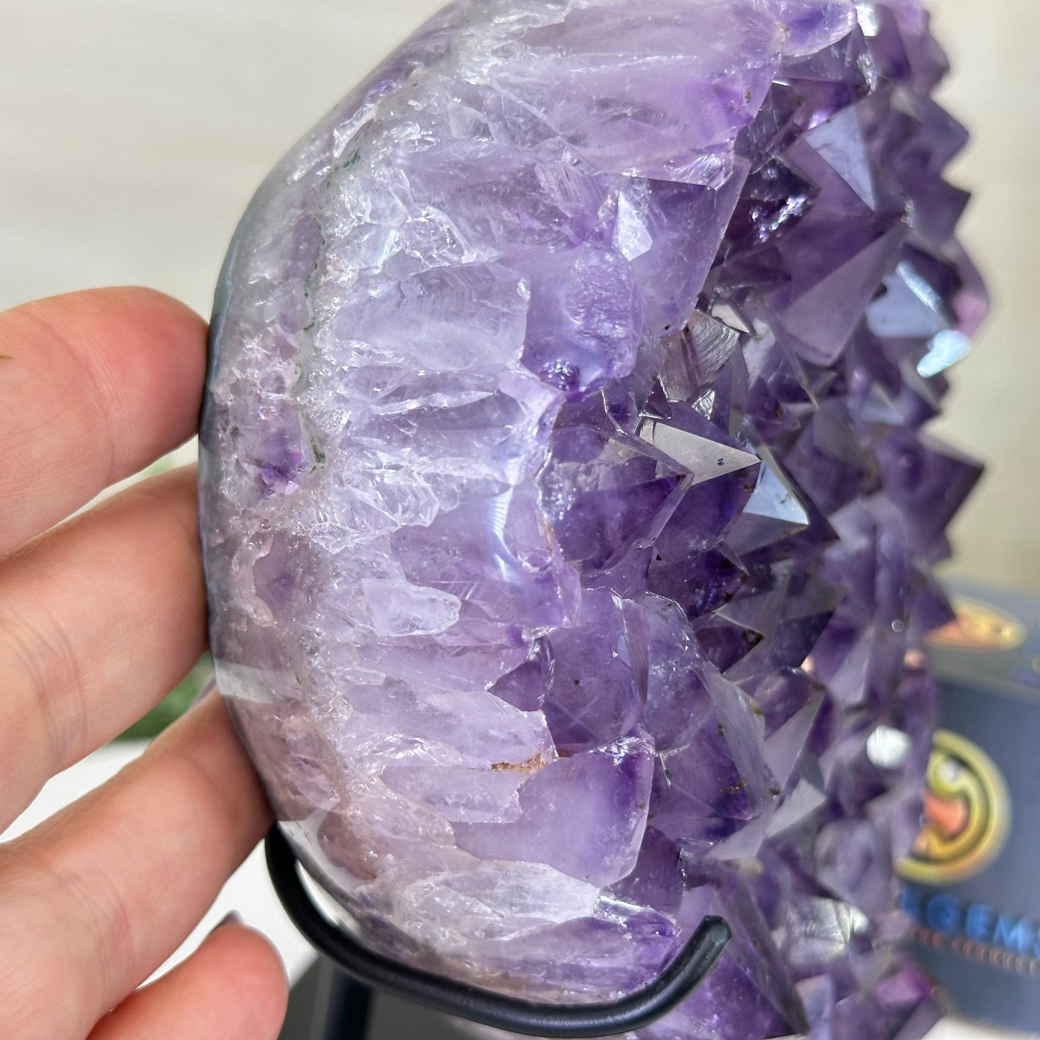 Amethyst Heart Geode on a Metal Stand, 6.5 lbs & 7.3" Tall #5463 - 0330 - Brazil GemsBrazil GemsAmethyst Heart Geode on a Metal Stand, 6.5 lbs & 7.3" Tall #5463 - 0330Hearts5463 - 0330