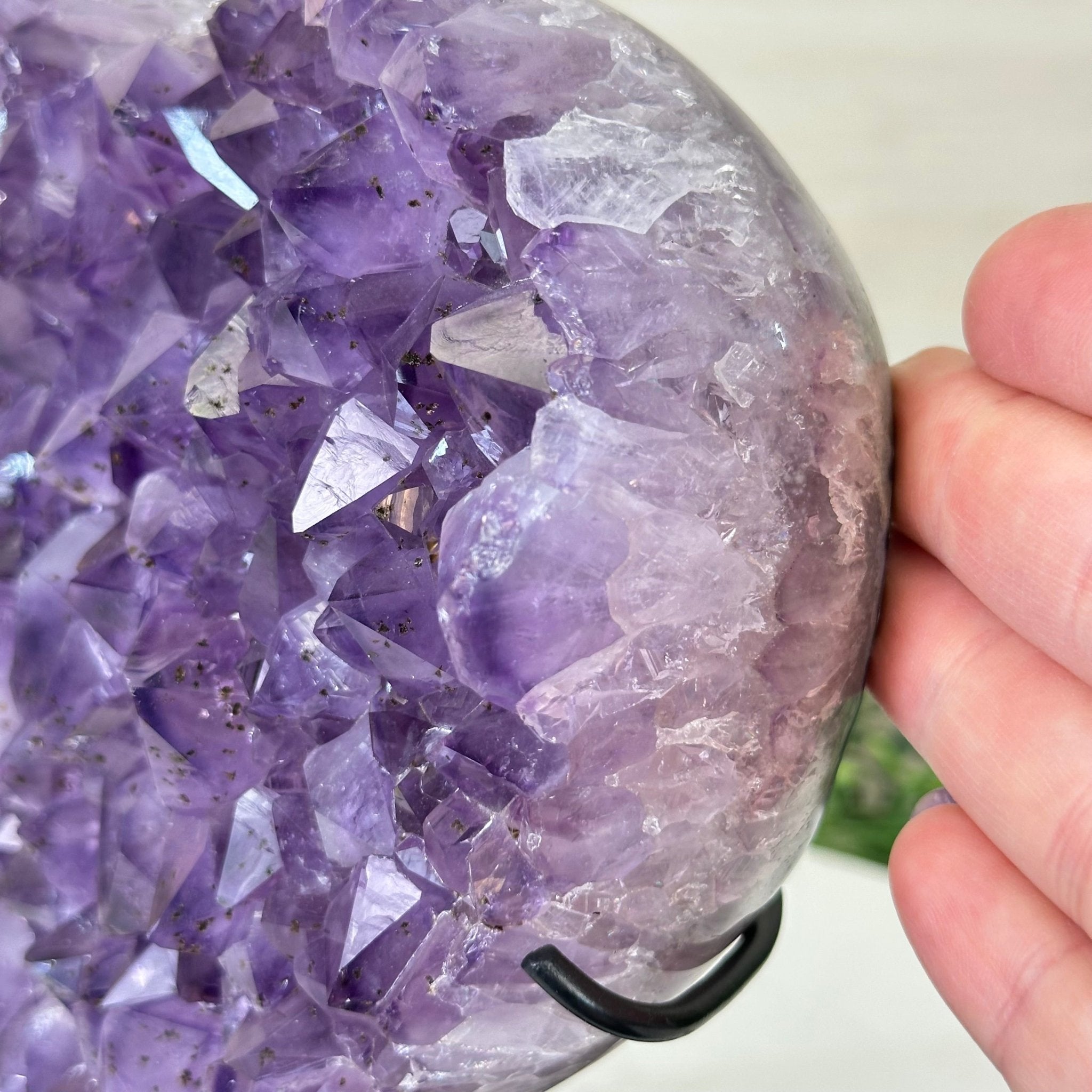 Amethyst Heart Geode on a Metal Stand, 6.5 lbs & 7.3" Tall #5463 - 0330 - Brazil GemsBrazil GemsAmethyst Heart Geode on a Metal Stand, 6.5 lbs & 7.3" Tall #5463 - 0330Hearts5463 - 0330