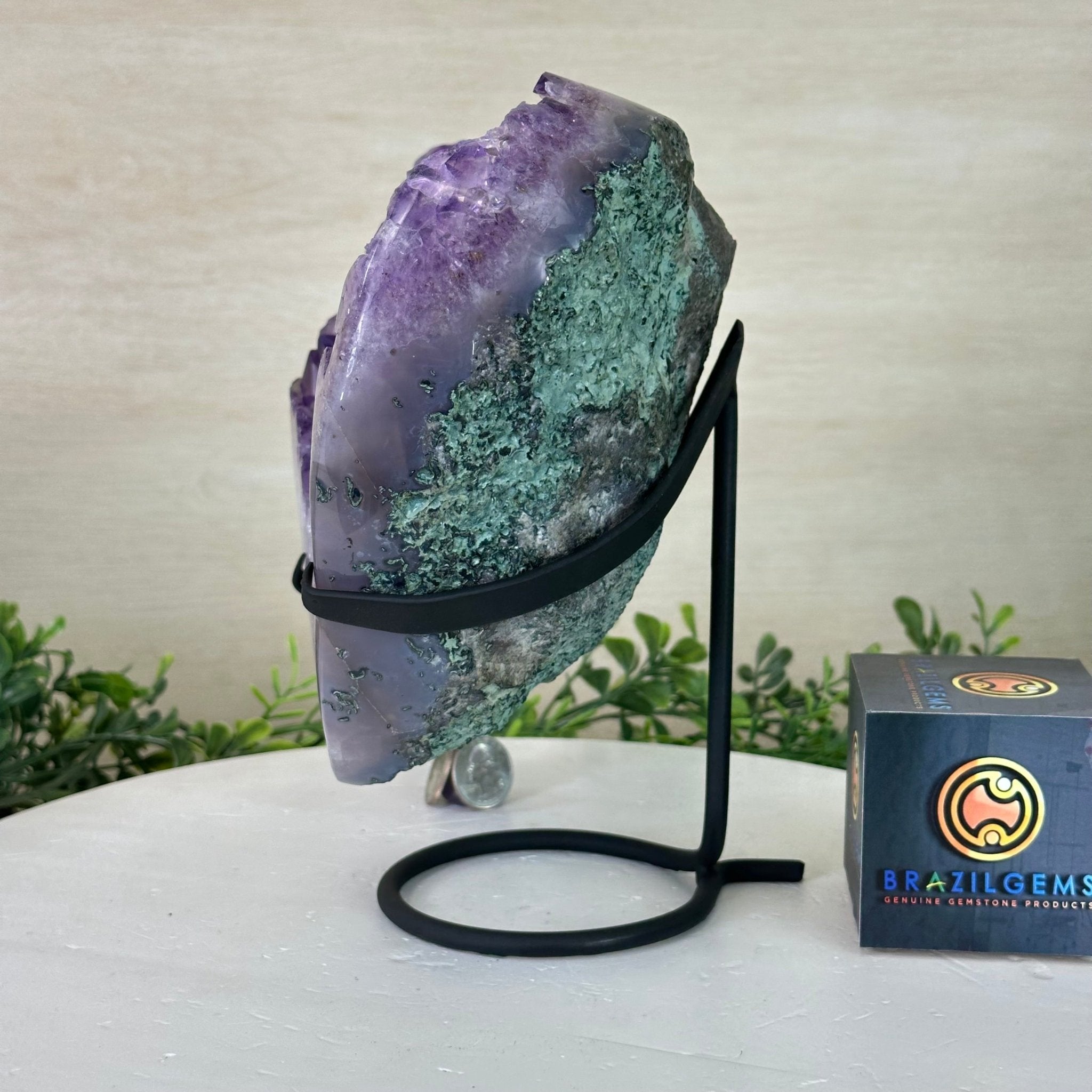 Amethyst Heart Geode on a Metal Stand, 6.9 lbs & 8.8" Tall #5463 - 0349 - Brazil GemsBrazil GemsAmethyst Heart Geode on a Metal Stand, 6.9 lbs & 8.8" Tall #5463 - 0349Hearts5463 - 0349