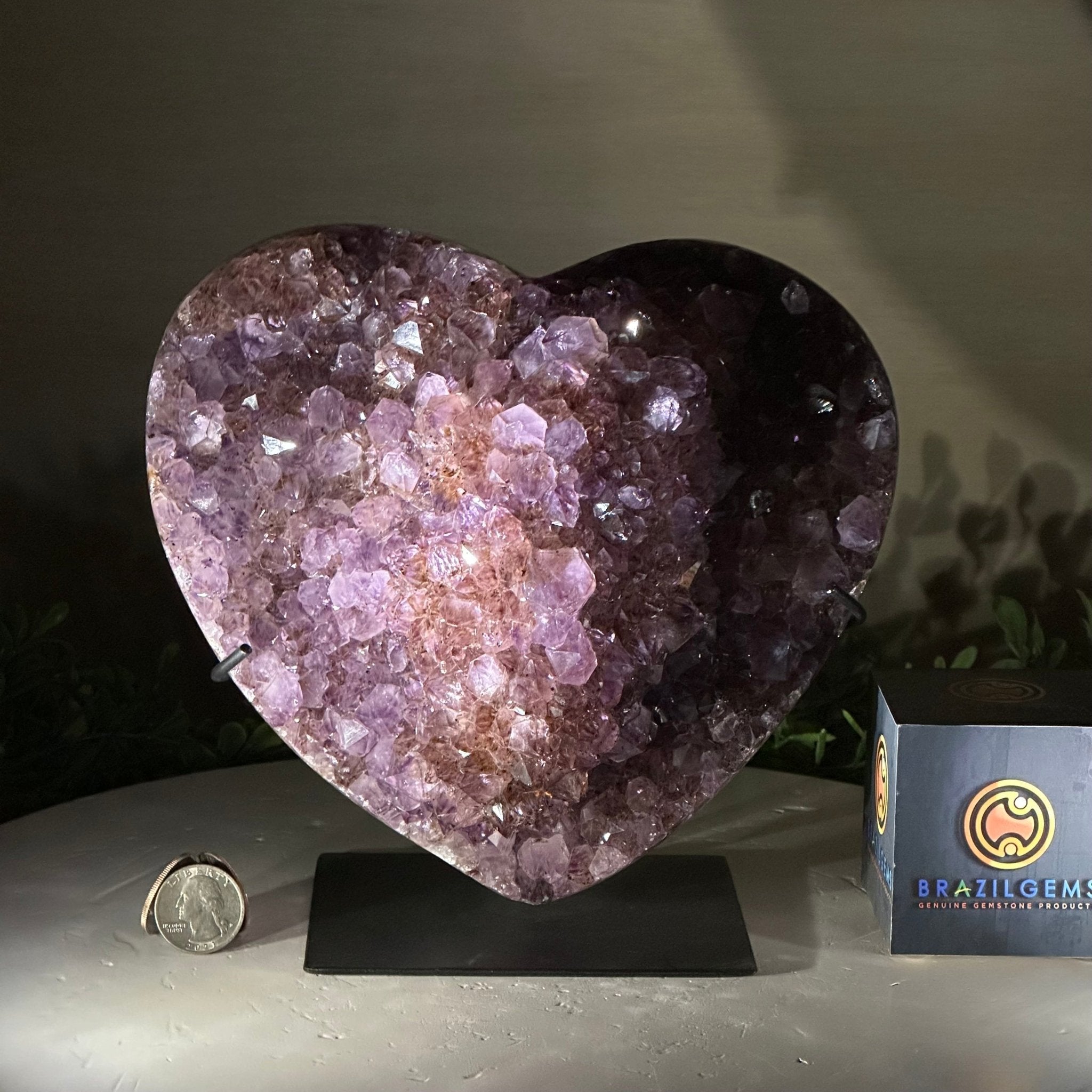 Amethyst Heart Geode on a Metal Stand, 7.5 lbs & 7.6" Tall #5463 - 0331 - Brazil GemsBrazil GemsAmethyst Heart Geode on a Metal Stand, 7.5 lbs & 7.6" Tall #5463 - 0331Hearts5463 - 0331