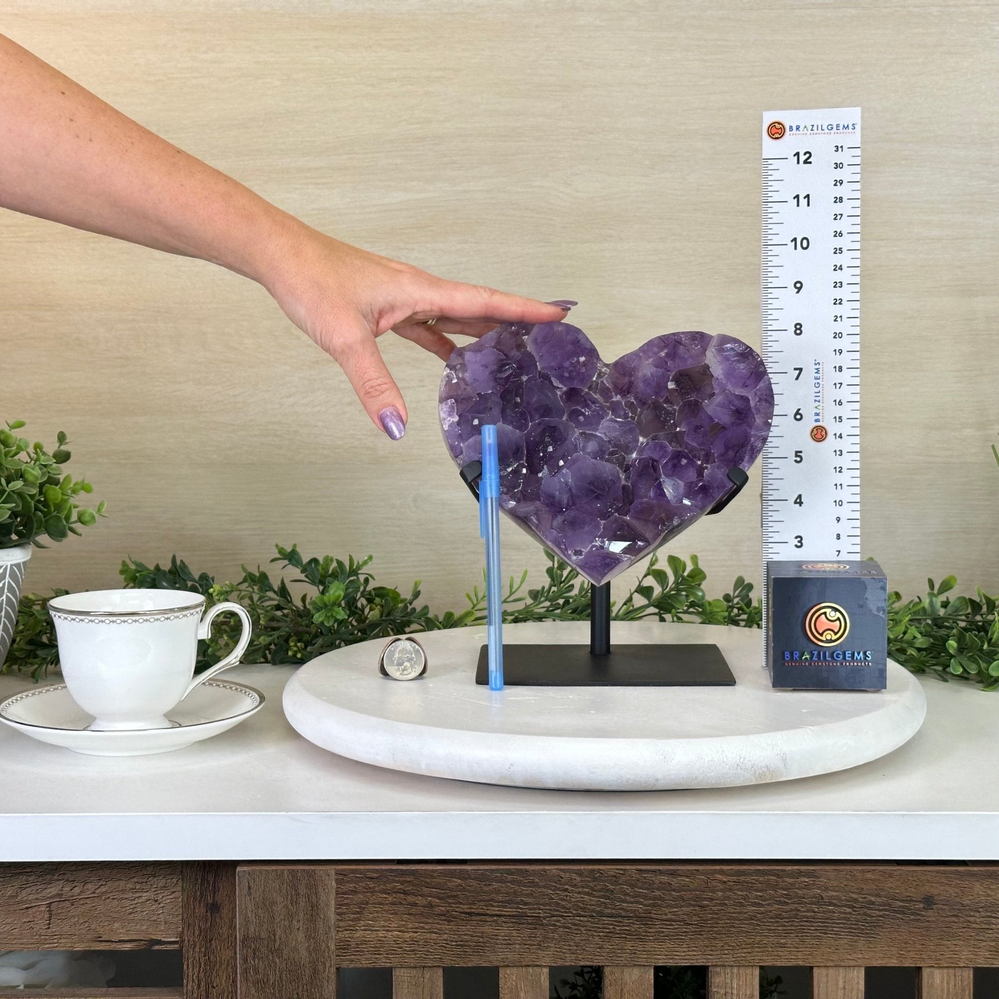 Amethyst Heart Geode on a Metal Stand, 8.3 lbs & 8.3" Tall #5463 - 0358 - Brazil GemsBrazil GemsAmethyst Heart Geode on a Metal Stand, 8.3 lbs & 8.3" Tall #5463 - 0358Hearts5463 - 0358