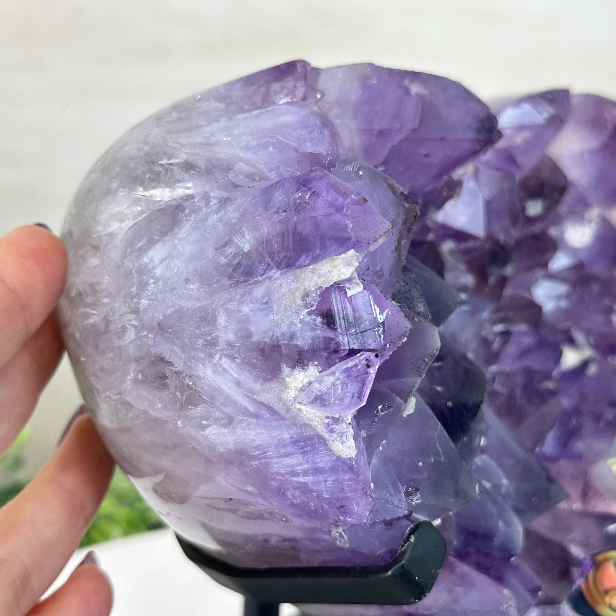 Amethyst Heart Geode on a Metal Stand, 8.3 lbs & 8.3" Tall #5463 - 0358 - Brazil GemsBrazil GemsAmethyst Heart Geode on a Metal Stand, 8.3 lbs & 8.3" Tall #5463 - 0358Hearts5463 - 0358