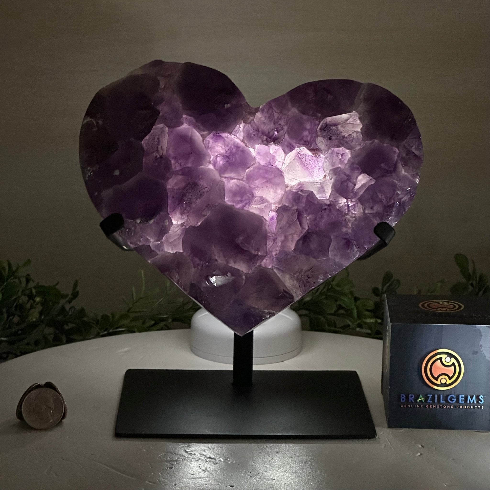 Amethyst Heart Geode on a Metal Stand, 8.3 lbs & 8.3" Tall #5463 - 0358 - Brazil GemsBrazil GemsAmethyst Heart Geode on a Metal Stand, 8.3 lbs & 8.3" Tall #5463 - 0358Hearts5463 - 0358