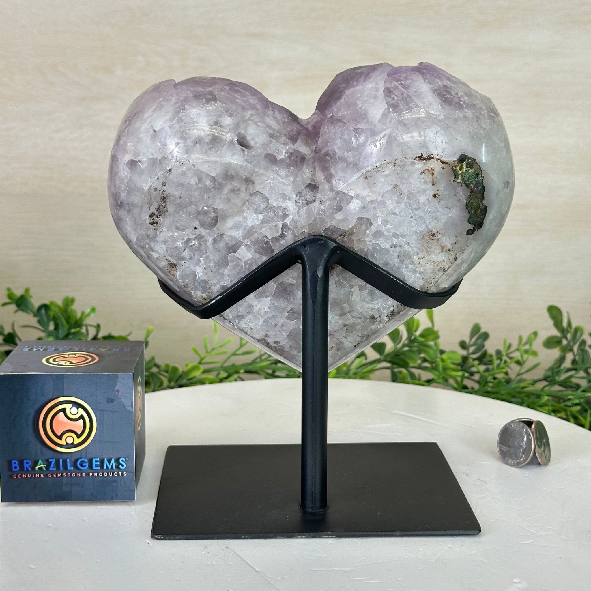 Amethyst Heart Geode on a Metal Stand, 8.3 lbs & 8.3" Tall #5463 - 0358 - Brazil GemsBrazil GemsAmethyst Heart Geode on a Metal Stand, 8.3 lbs & 8.3" Tall #5463 - 0358Hearts5463 - 0358