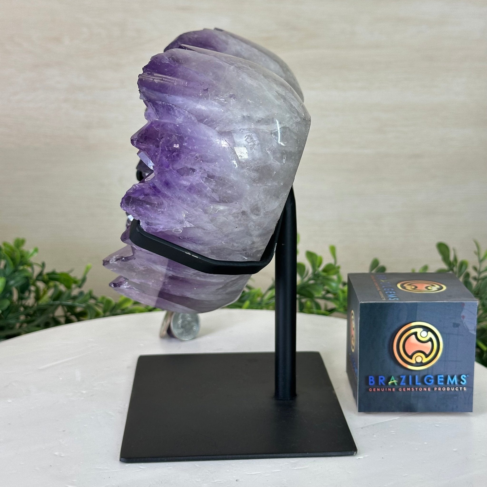 Amethyst Heart Geode on a Metal Stand, 8.3 lbs & 8.3" Tall #5463 - 0358 - Brazil GemsBrazil GemsAmethyst Heart Geode on a Metal Stand, 8.3 lbs & 8.3" Tall #5463 - 0358Hearts5463 - 0358