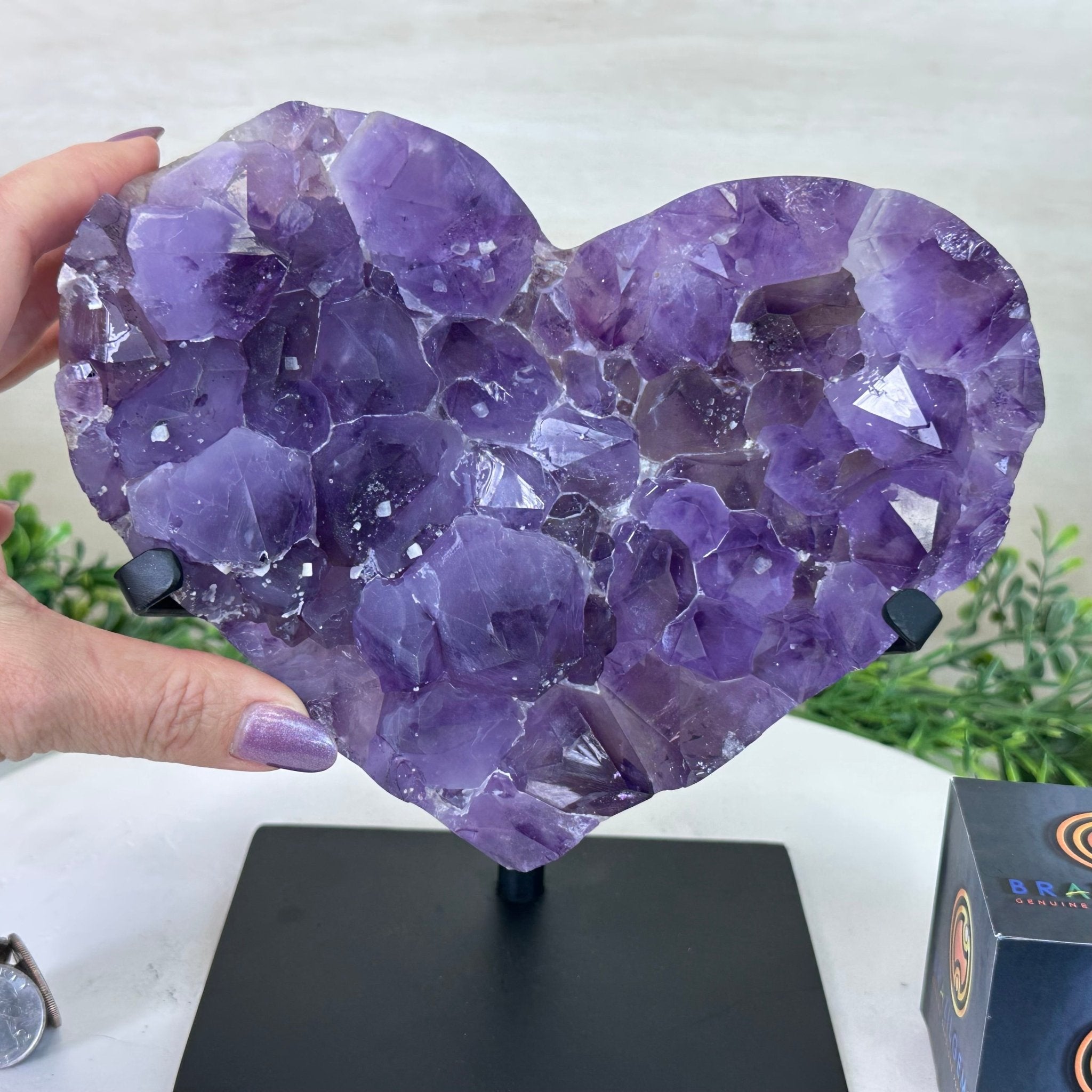 Amethyst Heart Geode on a Metal Stand, 8.3 lbs & 8.3" Tall #5463 - 0358 - Brazil GemsBrazil GemsAmethyst Heart Geode on a Metal Stand, 8.3 lbs & 8.3" Tall #5463 - 0358Hearts5463 - 0358