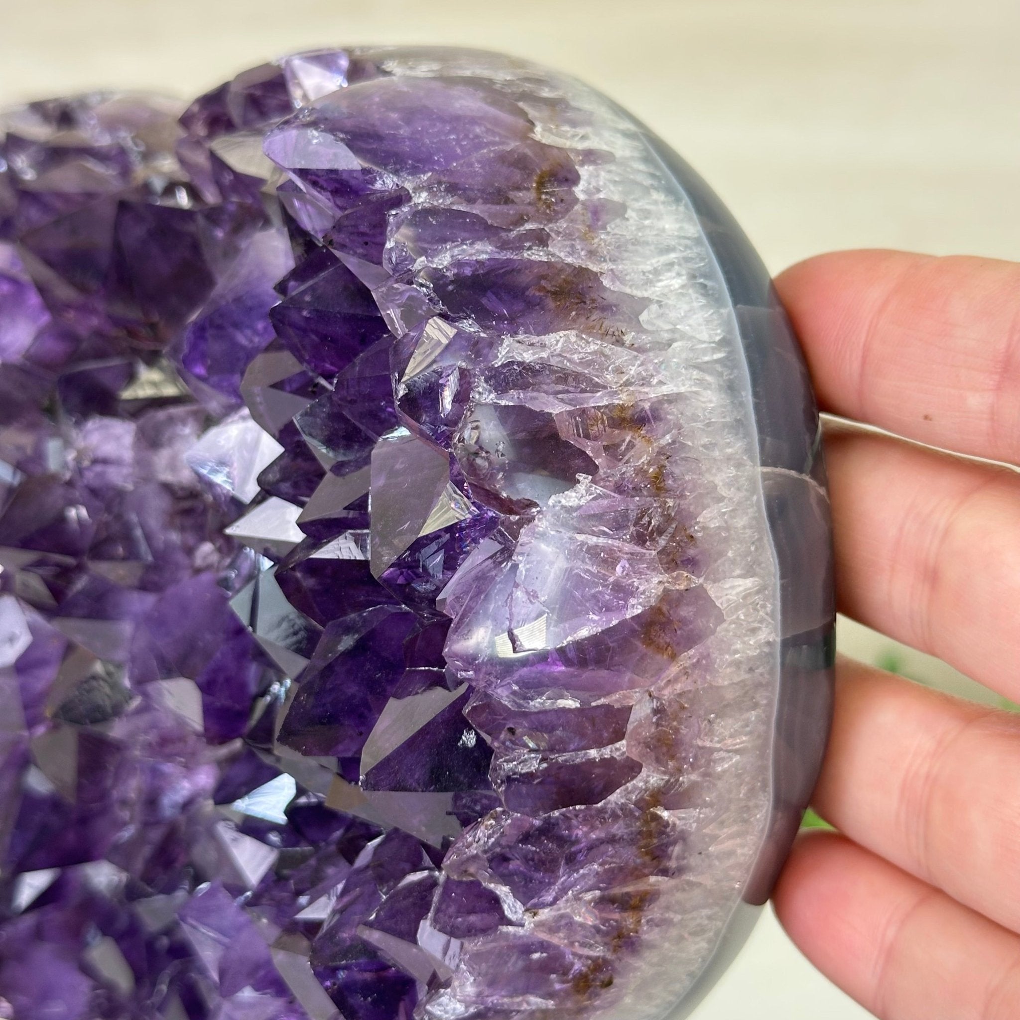 Amethyst Heart Geode on a Metal Stand, 8.6 lbs & 8" Tall #5463 - 0351 - Brazil GemsBrazil GemsAmethyst Heart Geode on a Metal Stand, 8.6 lbs & 8" Tall #5463 - 0351Hearts5463 - 0351