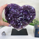 Amethyst Heart Geode on a Metal Stand, 9.3 lbs & 8.4" Tall #5463 - 0352 - Brazil GemsBrazil GemsAmethyst Heart Geode on a Metal Stand, 9.3 lbs & 8.4" Tall #5463 - 0352Hearts5463 - 0352