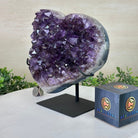 Amethyst Heart Geode on a Metal Stand, 9.3 lbs & 8.4" Tall #5463 - 0352 - Brazil GemsBrazil GemsAmethyst Heart Geode on a Metal Stand, 9.3 lbs & 8.4" Tall #5463 - 0352Hearts5463 - 0352