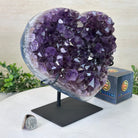 Amethyst Heart Geode on a Metal Stand, 9.3 lbs & 8.4" Tall #5463 - 0352 - Brazil GemsBrazil GemsAmethyst Heart Geode on a Metal Stand, 9.3 lbs & 8.4" Tall #5463 - 0352Hearts5463 - 0352