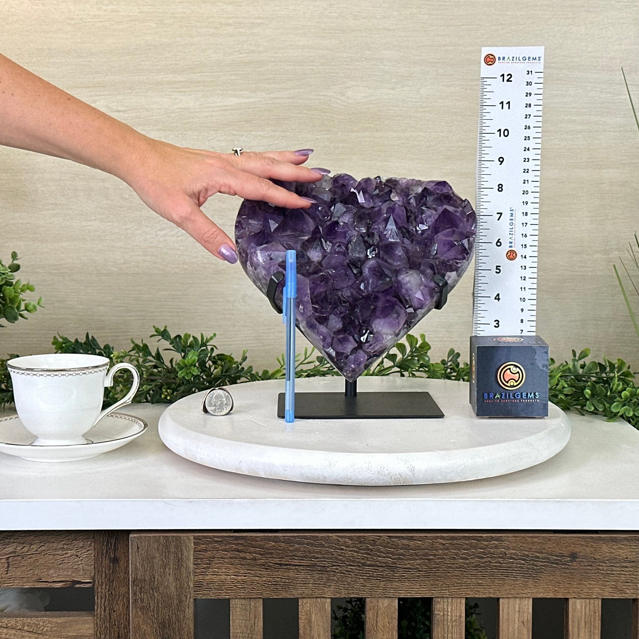 Amethyst Heart Geode on a Metal Stand, 9.9 lbs & 8.9" Tall #5463 - 0353 - Brazil GemsBrazil GemsAmethyst Heart Geode on a Metal Stand, 9.9 lbs & 8.9" Tall #5463 - 0353Hearts5463 - 0353