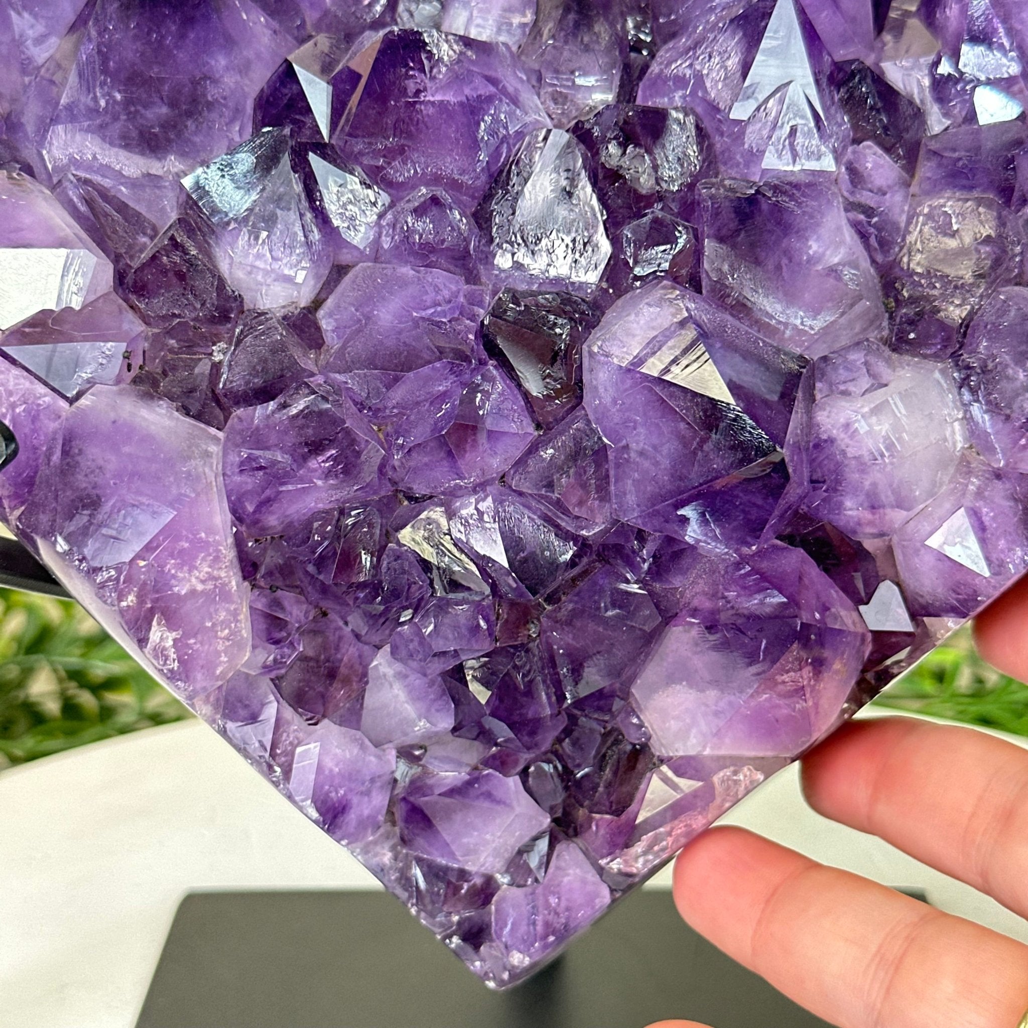 Amethyst Heart Geode on a Metal Stand, 9.9 lbs & 8.9" Tall #5463 - 0353 - Brazil GemsBrazil GemsAmethyst Heart Geode on a Metal Stand, 9.9 lbs & 8.9" Tall #5463 - 0353Hearts5463 - 0353