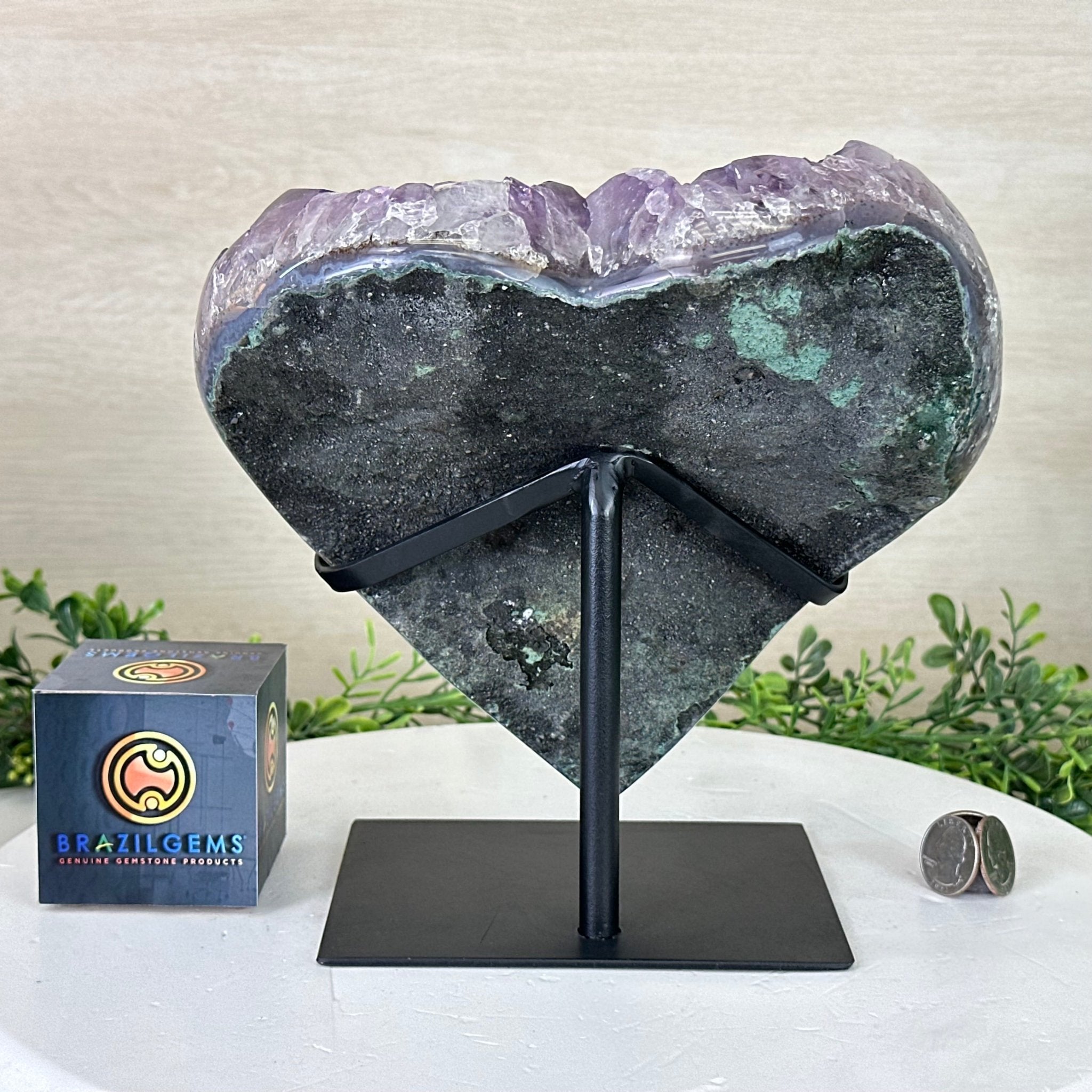 Amethyst Heart Geode on a Metal Stand, 9.9 lbs & 8.9" Tall #5463 - 0353 - Brazil GemsBrazil GemsAmethyst Heart Geode on a Metal Stand, 9.9 lbs & 8.9" Tall #5463 - 0353Hearts5463 - 0353