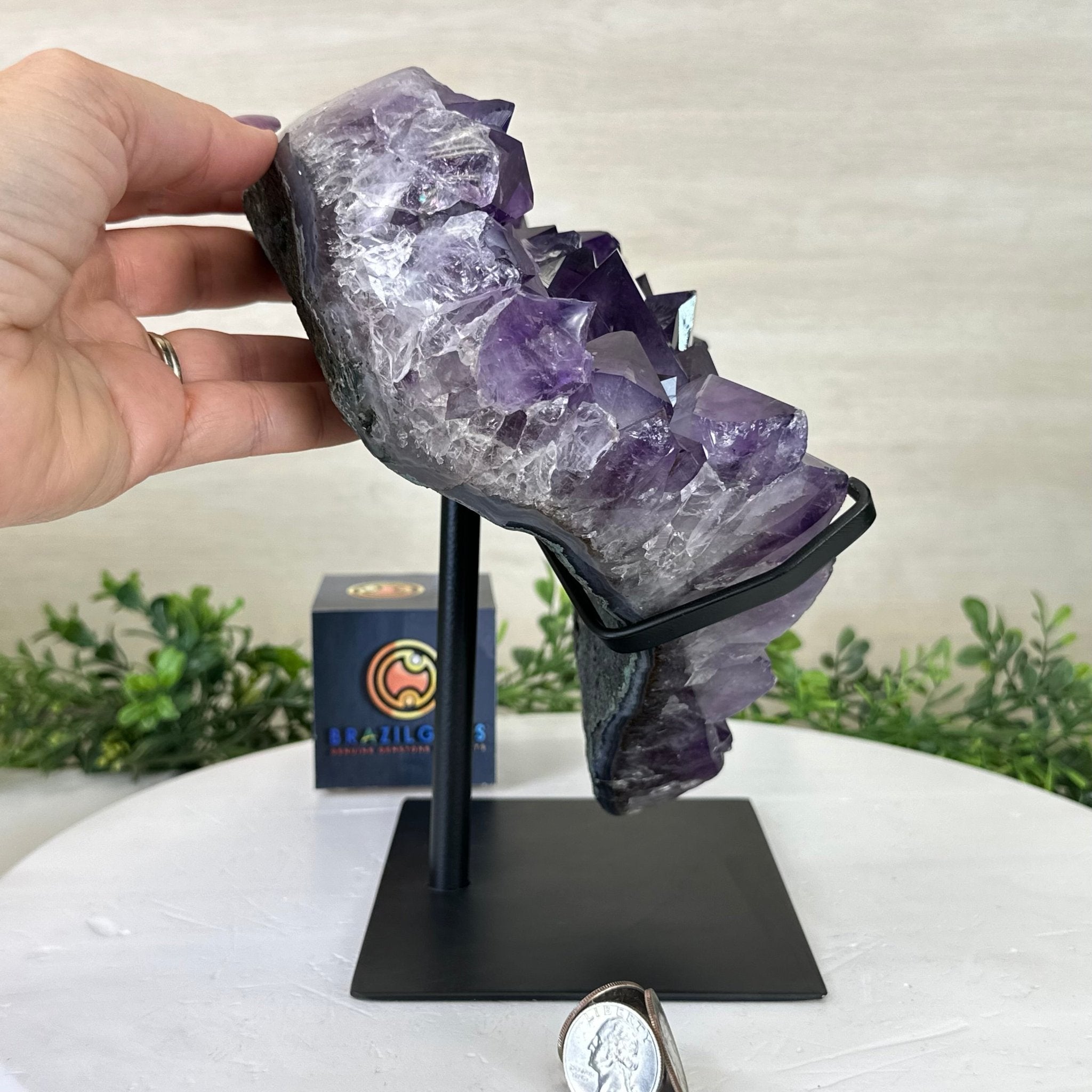 Amethyst Heart Geode on a Metal Stand, 9.9 lbs & 8.9" Tall #5463 - 0353 - Brazil GemsBrazil GemsAmethyst Heart Geode on a Metal Stand, 9.9 lbs & 8.9" Tall #5463 - 0353Hearts5463 - 0353