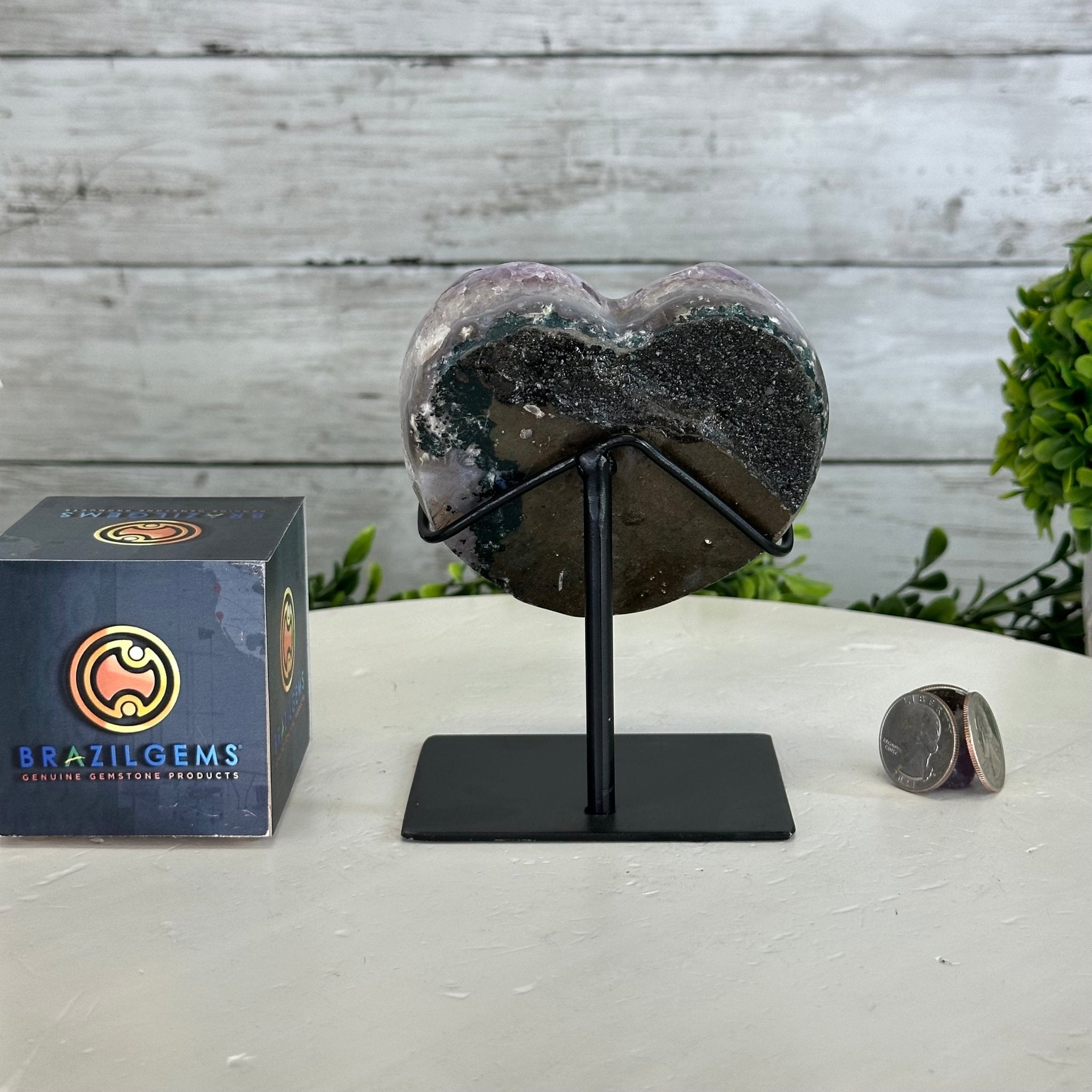 Amethyst Heart Geode w/ metal stand, 1.6 lbs & 5" Tall #5463-0305 - Brazil GemsBrazil GemsAmethyst Heart Geode w/ metal stand, 1.6 lbs & 5" Tall #5463-0305Hearts5463-0305