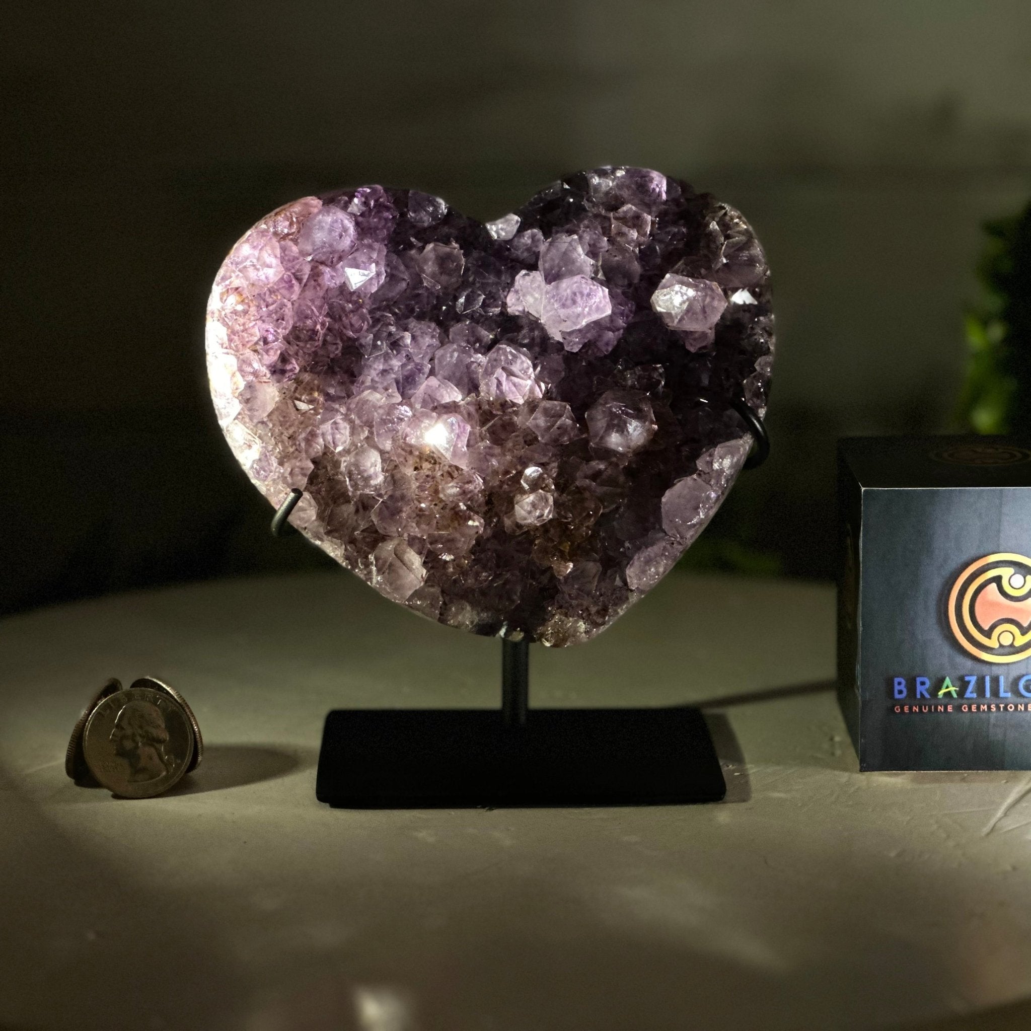 Amethyst Heart Geode w/ metal stand, 1.7 lbs & 5.2" Tall #5463-0308 - Brazil GemsBrazil GemsAmethyst Heart Geode w/ metal stand, 1.7 lbs & 5.2" Tall #5463-0308Hearts5463-0308