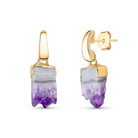 Amethyst Natural Druse Dangle Style 18K Gold Plated Earrings - Brazil GemsBrazil GemsAmethyst Natural Druse Dangle Style 18K Gold Plated EarringsEarrings11GP5029 - 103