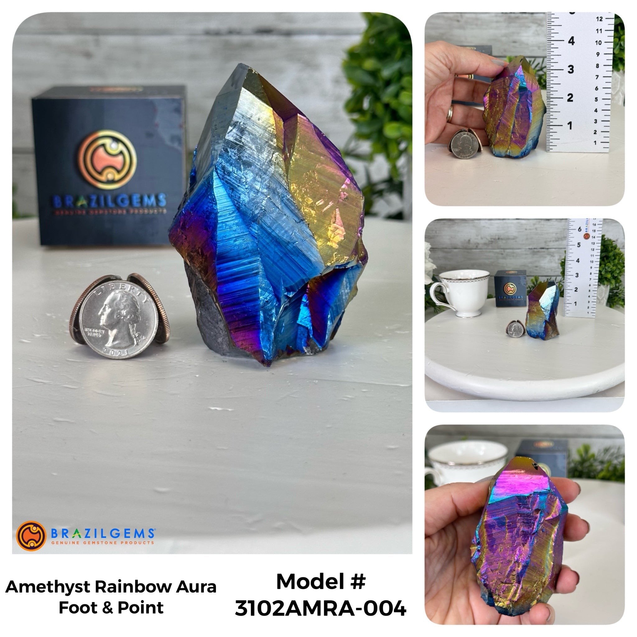 Amethyst Rainbow Aura Crystal Foot & Point, Select Your Item #3102AMRA - Brazil GemsBrazil GemsAmethyst Rainbow Aura Crystal Foot & Point, Select Your Item #3102AMRACrystal Points3102AMRA-004