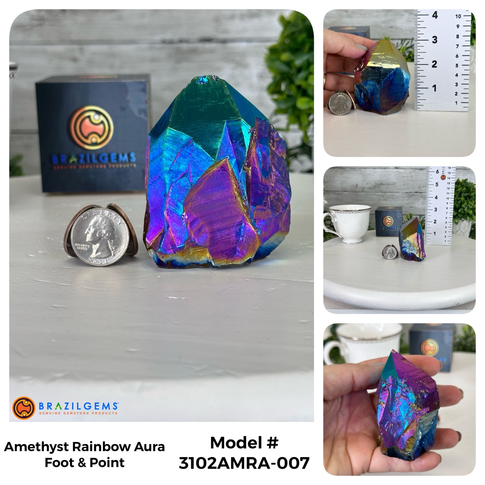 Amethyst Rainbow Aura Crystal Foot & Point, Select Your Item #3102AMRA - Brazil GemsBrazil GemsAmethyst Rainbow Aura Crystal Foot & Point, Select Your Item #3102AMRACrystal Points3102AMRA-007