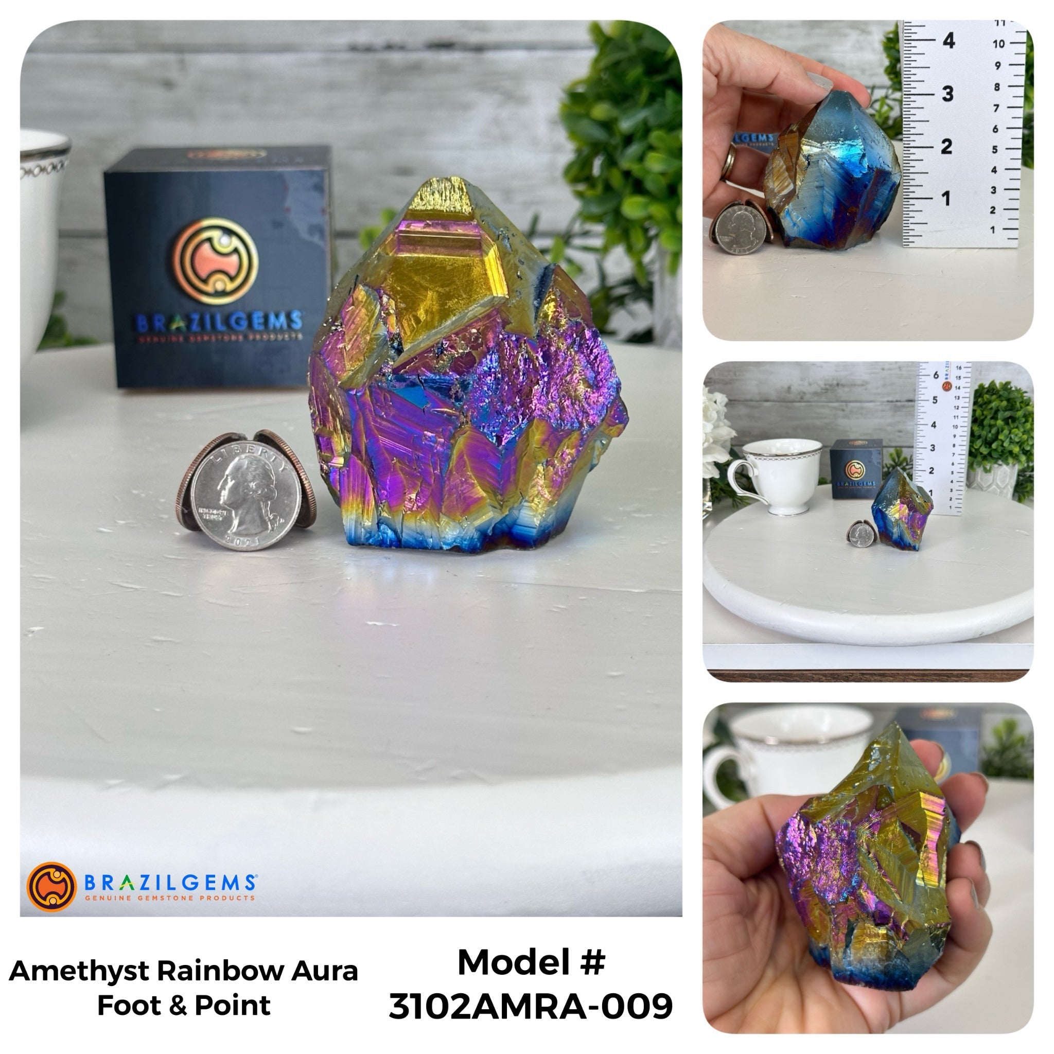 Amethyst Rainbow Aura Crystal Foot & Point, Select Your Item #3102AMRA - Brazil GemsBrazil GemsAmethyst Rainbow Aura Crystal Foot & Point, Select Your Item #3102AMRACrystal Points3102AMRA-009