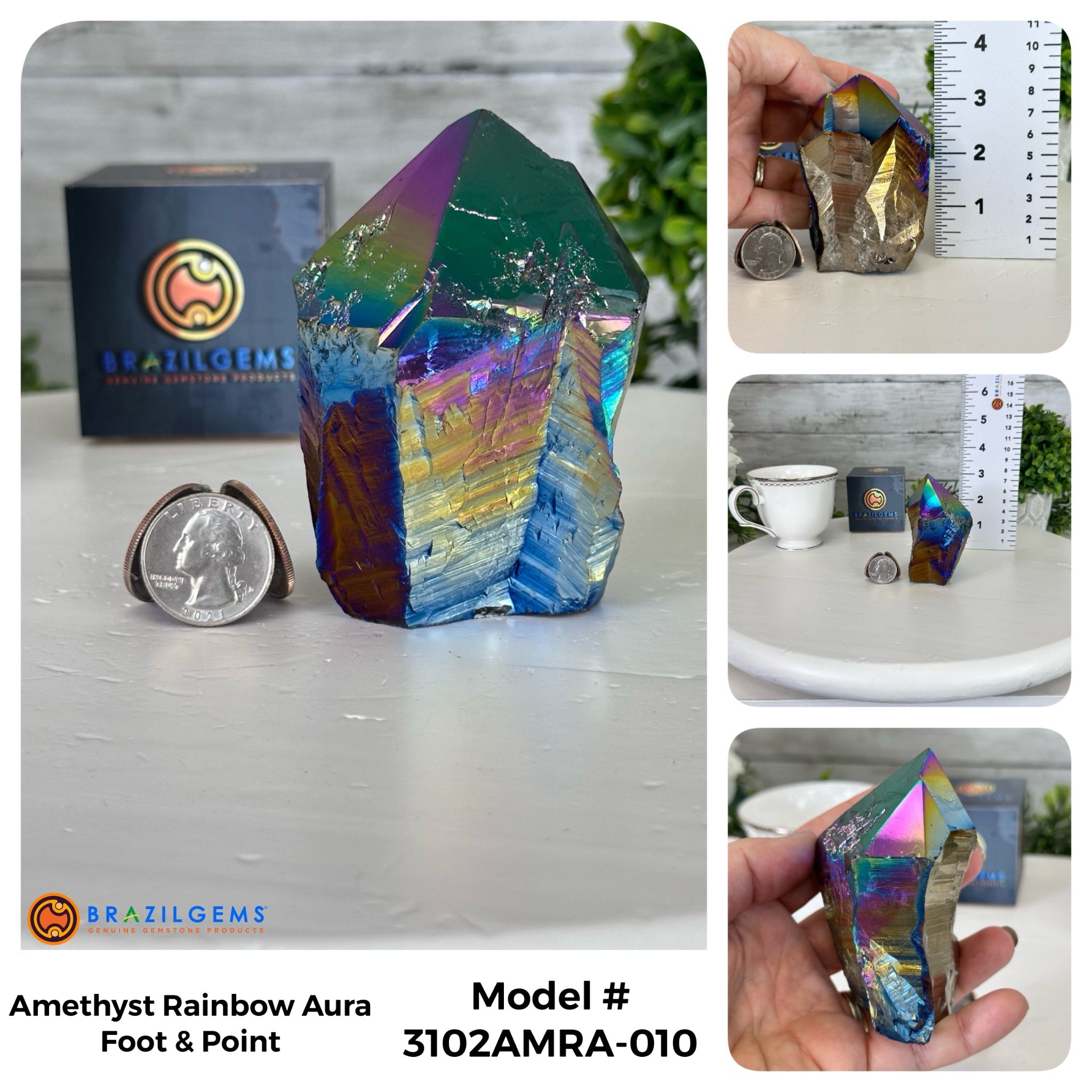Amethyst Rainbow Aura Crystal Foot & Point, Select Your Item #3102AMRA - Brazil GemsBrazil GemsAmethyst Rainbow Aura Crystal Foot & Point, Select Your Item #3102AMRACrystal Points3102AMRA-010