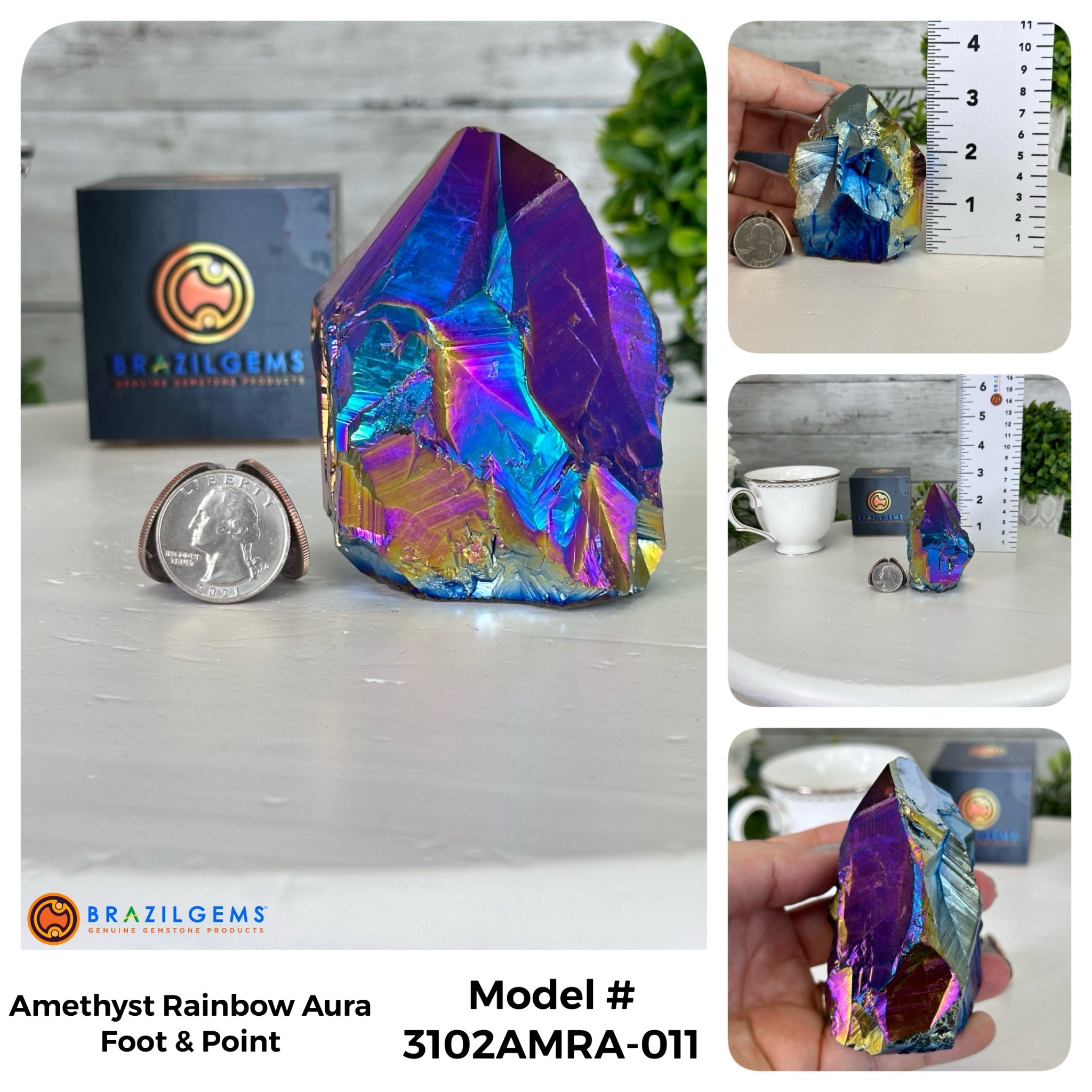 Amethyst Rainbow Aura Crystal Foot & Point, Select Your Item #3102AMRA - Brazil GemsBrazil GemsAmethyst Rainbow Aura Crystal Foot & Point, Select Your Item #3102AMRACrystal Points3102AMRA-011