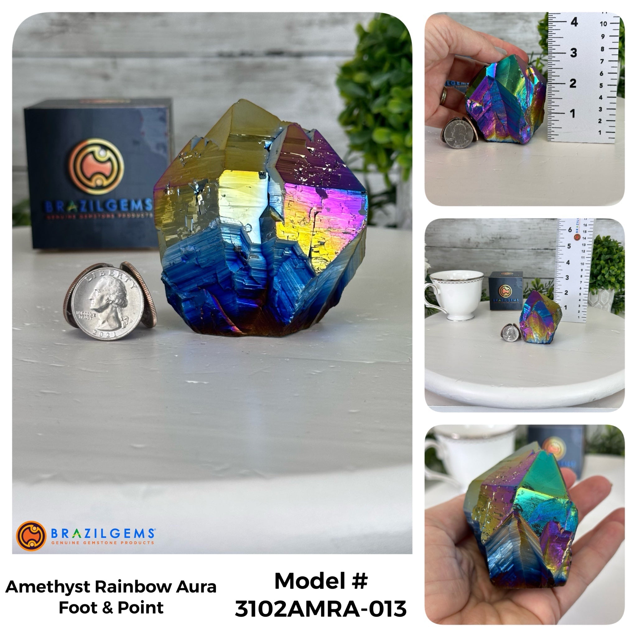 Amethyst Rainbow Aura Crystal Foot & Point, Select Your Item #3102AMRA - Brazil GemsBrazil GemsAmethyst Rainbow Aura Crystal Foot & Point, Select Your Item #3102AMRACrystal Points3102AMRA-013