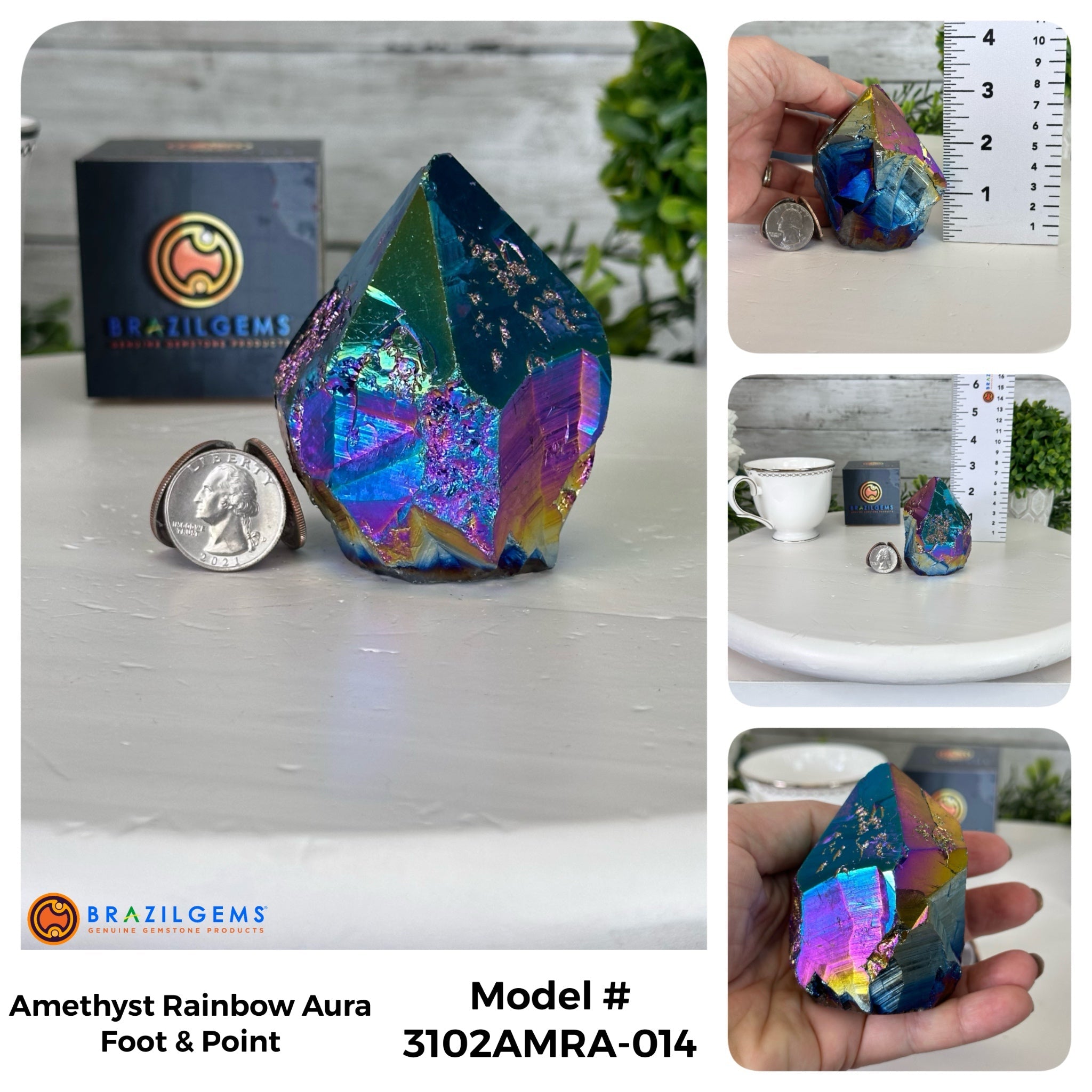 Amethyst Rainbow Aura Crystal Foot & Point, Select Your Item #3102AMRA - Brazil GemsBrazil GemsAmethyst Rainbow Aura Crystal Foot & Point, Select Your Item #3102AMRACrystal Points3102AMRA-014