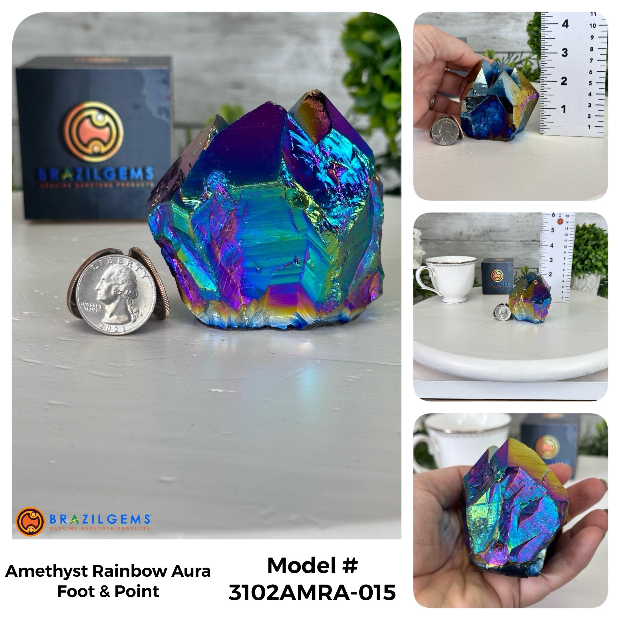 Amethyst Rainbow Aura Crystal Foot & Point, Select Your Item #3102AMRA - Brazil GemsBrazil GemsAmethyst Rainbow Aura Crystal Foot & Point, Select Your Item #3102AMRACrystal Points3102AMRA-015