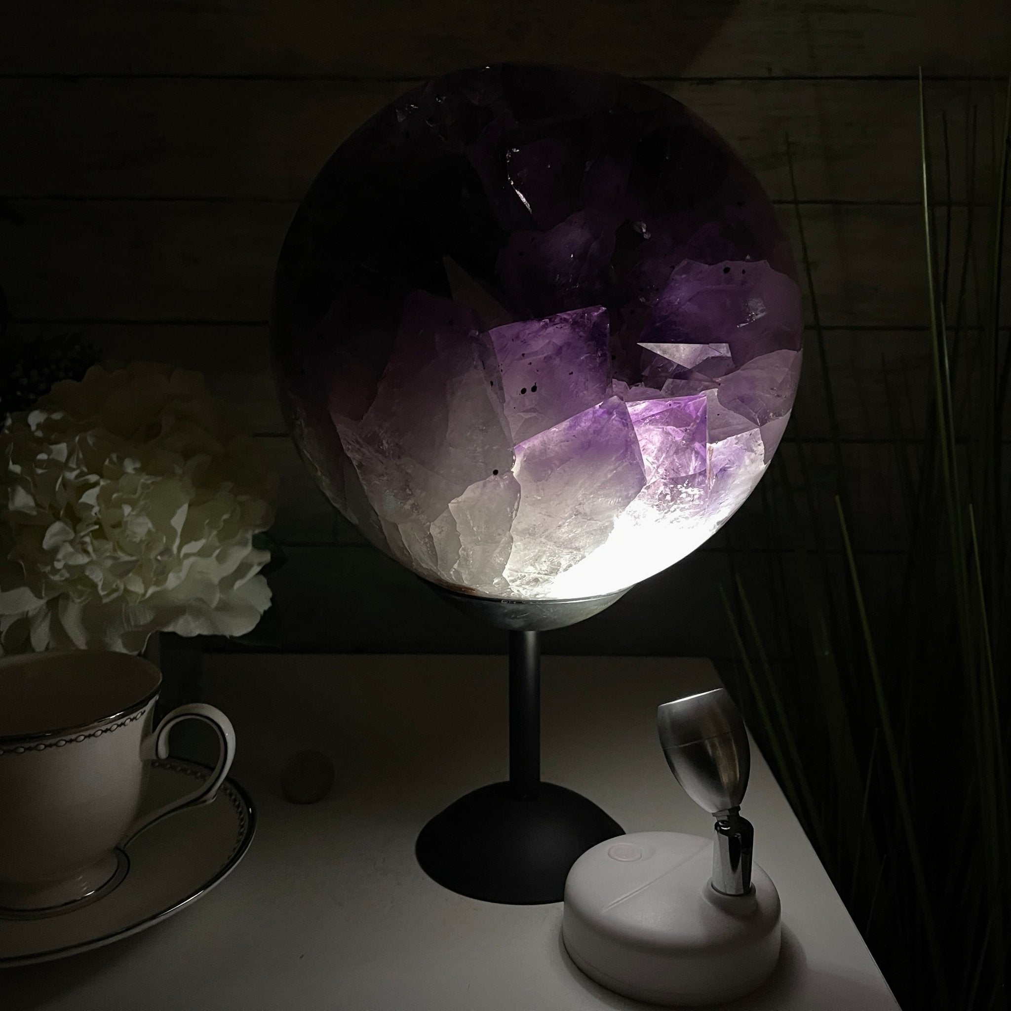 Amethyst Sphere on a Metal Base 20.2 lbs & 12.1" Tall Model #5630-0002 by Brazil Gems - Brazil GemsBrazil GemsAmethyst Sphere on a Metal Base 20.2 lbs & 12.1" Tall Model #5630-0002 by Brazil GemsSpheres5630-0002