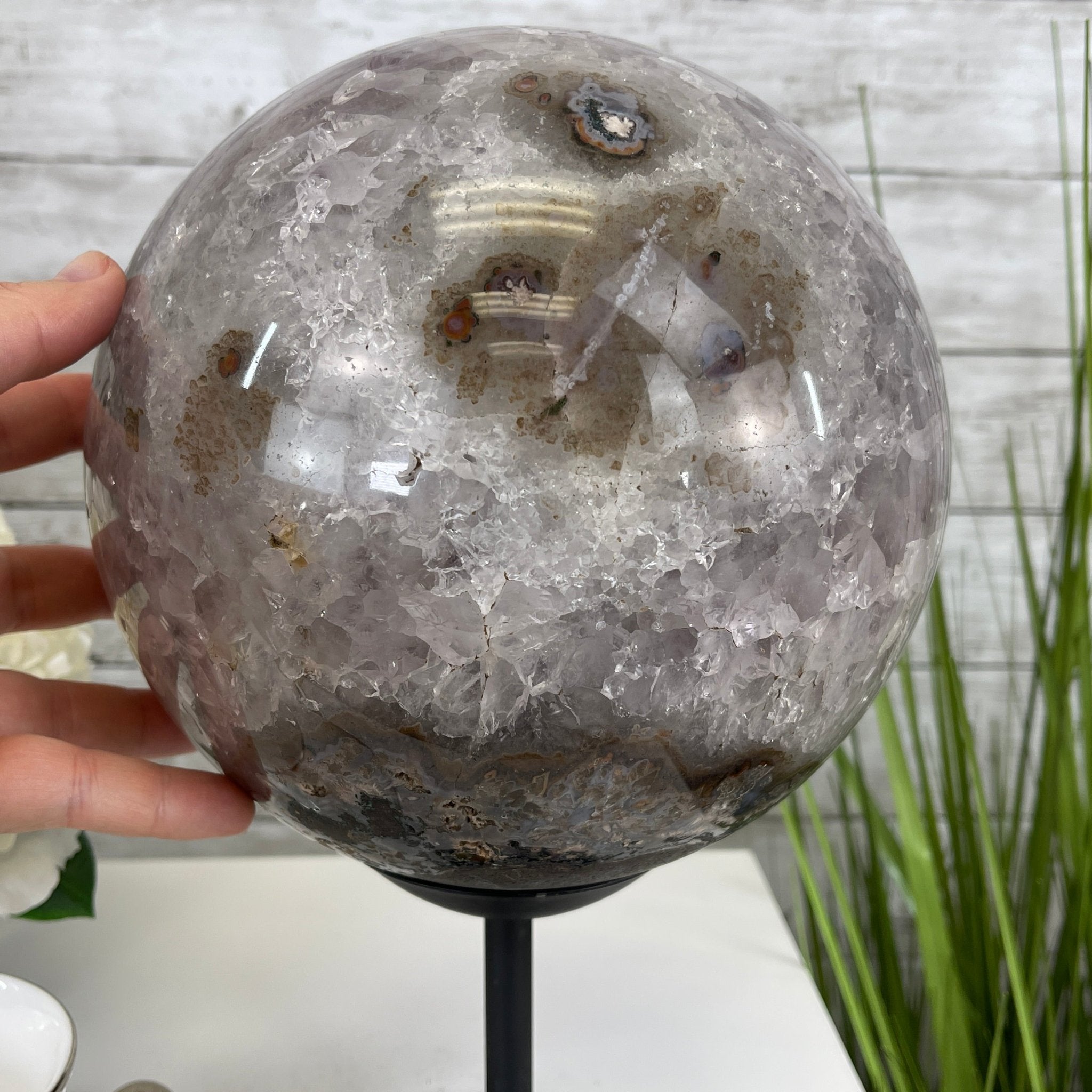 Amethyst Sphere on a Metal Base 20.2 lbs & 12.1" Tall Model #5630-0002 by Brazil Gems - Brazil GemsBrazil GemsAmethyst Sphere on a Metal Base 20.2 lbs & 12.1" Tall Model #5630-0002 by Brazil GemsSpheres5630-0002