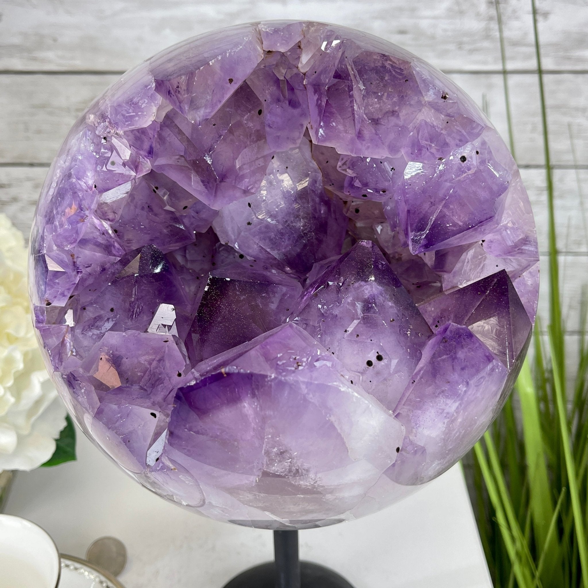 Amethyst Sphere on a Metal Base 20.2 lbs & 12.1" Tall Model #5630-0002 by Brazil Gems - Brazil GemsBrazil GemsAmethyst Sphere on a Metal Base 20.2 lbs & 12.1" Tall Model #5630-0002 by Brazil GemsSpheres5630-0002