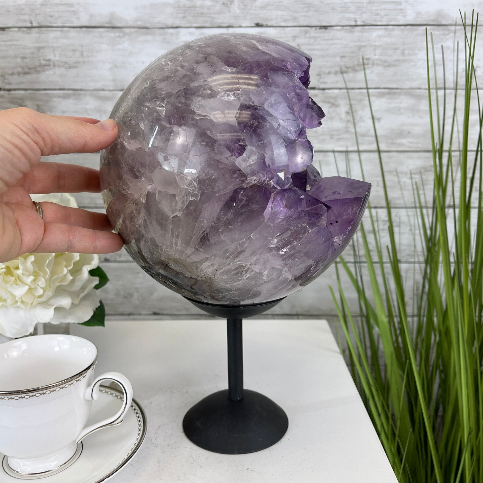 Amethyst Sphere on a Metal Base 20.2 lbs & 12.1" Tall Model #5630-0002 by Brazil Gems - Brazil GemsBrazil GemsAmethyst Sphere on a Metal Base 20.2 lbs & 12.1" Tall Model #5630-0002 by Brazil GemsSpheres5630-0002