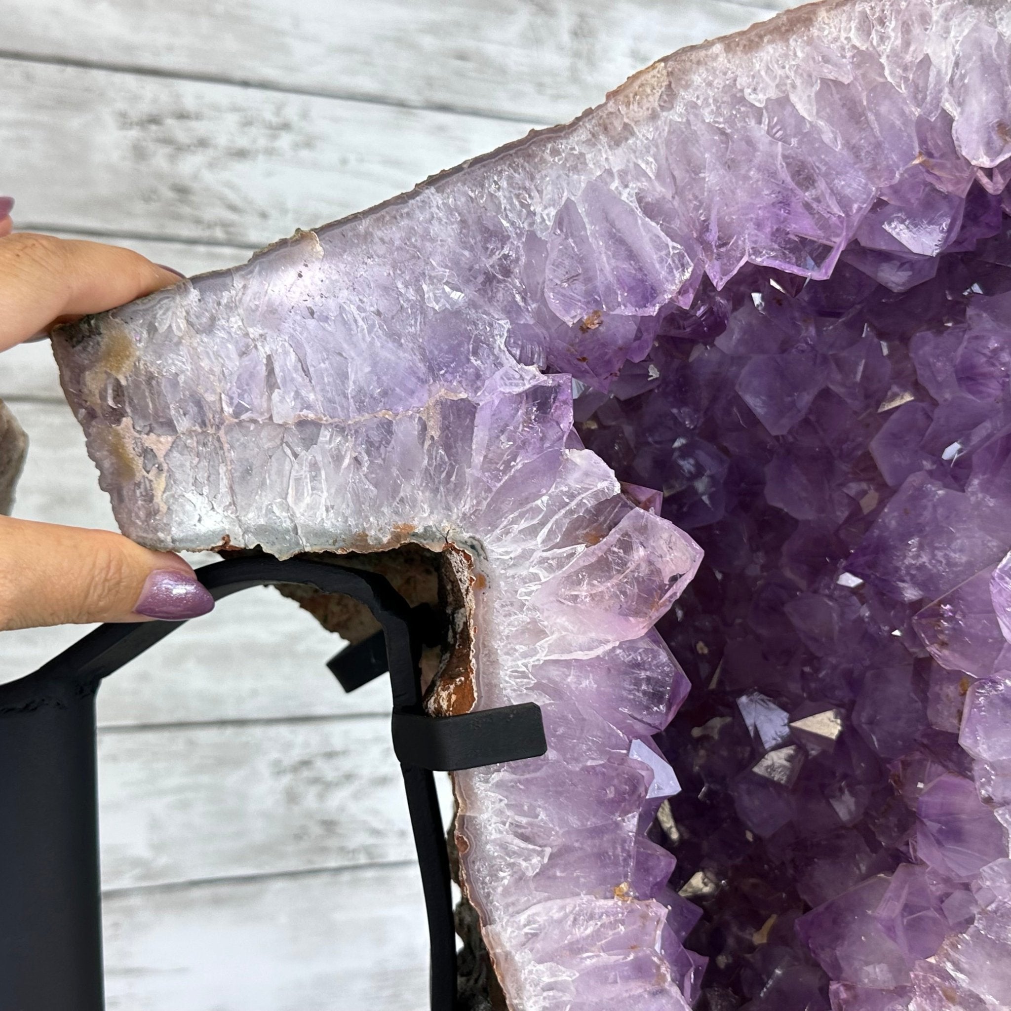 Amethyst Wings on a Metal Stand, 65.6 lbs & 25.6" Tall #5493 - 0049 - Brazil GemsBrazil GemsAmethyst Wings on a Metal Stand, 65.6 lbs & 25.6" Tall #5493 - 0049Amethyst Butterfly Wings5493 - 0049