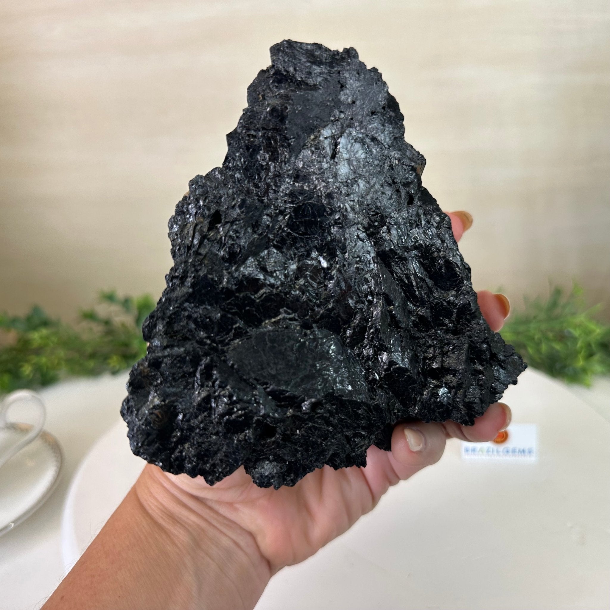 Black Tourmaline Cluster, 4.2 lbs and 3" Tall #3302BT - 025 - Brazil GemsBrazil GemsBlack Tourmaline Cluster, 4.2 lbs and 3" Tall #3302BT - 025Small Clusters with Flat Bases3302BT - 025