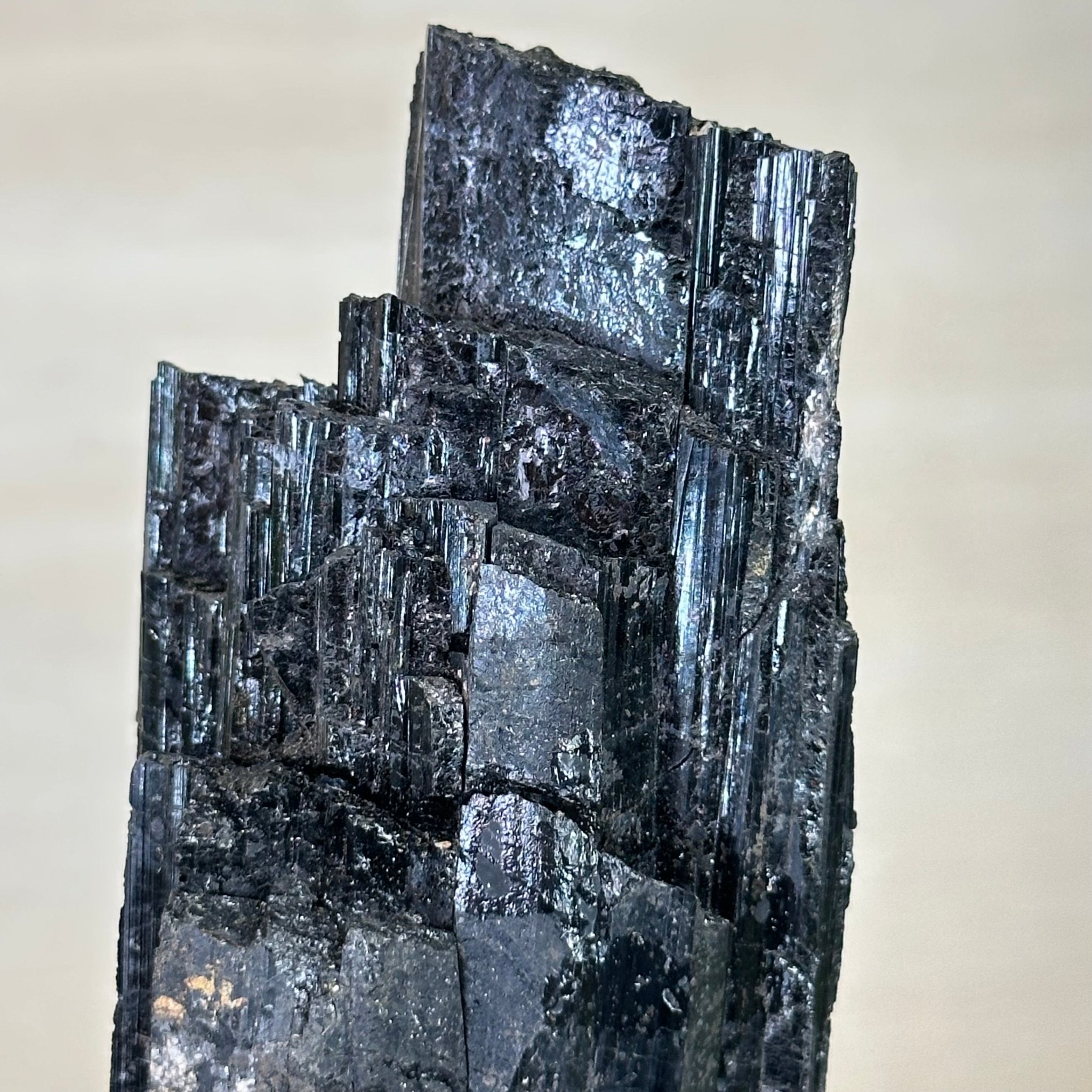 Black Tourmaline Cluster on a Metal Stand, 2.4 lbs and 9.5" Tall #6020 - 0002 - Brazil GemsBrazil GemsBlack Tourmaline Cluster on a Metal Stand, 2.4 lbs and 9.5" Tall #6020 - 0002Clusters on Wood Bases6020 - 0002