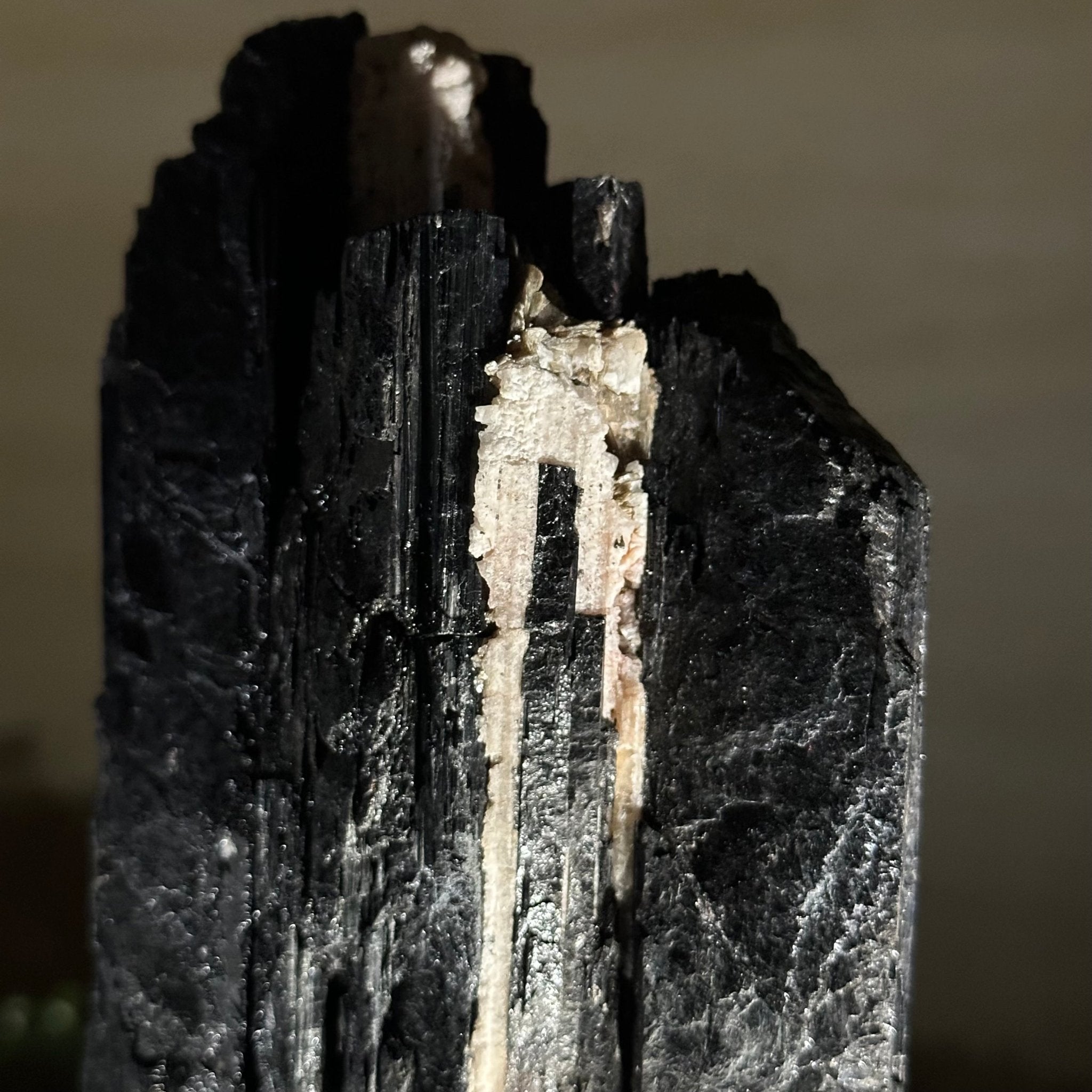 Black Tourmaline Cluster on a Metal Stand, 3.2 lbs and 10" Tall #6020 - 0003 - Brazil GemsBrazil GemsBlack Tourmaline Cluster on a Metal Stand, 3.2 lbs and 10" Tall #6020 - 0003Clusters on Wood Bases6020 - 0003