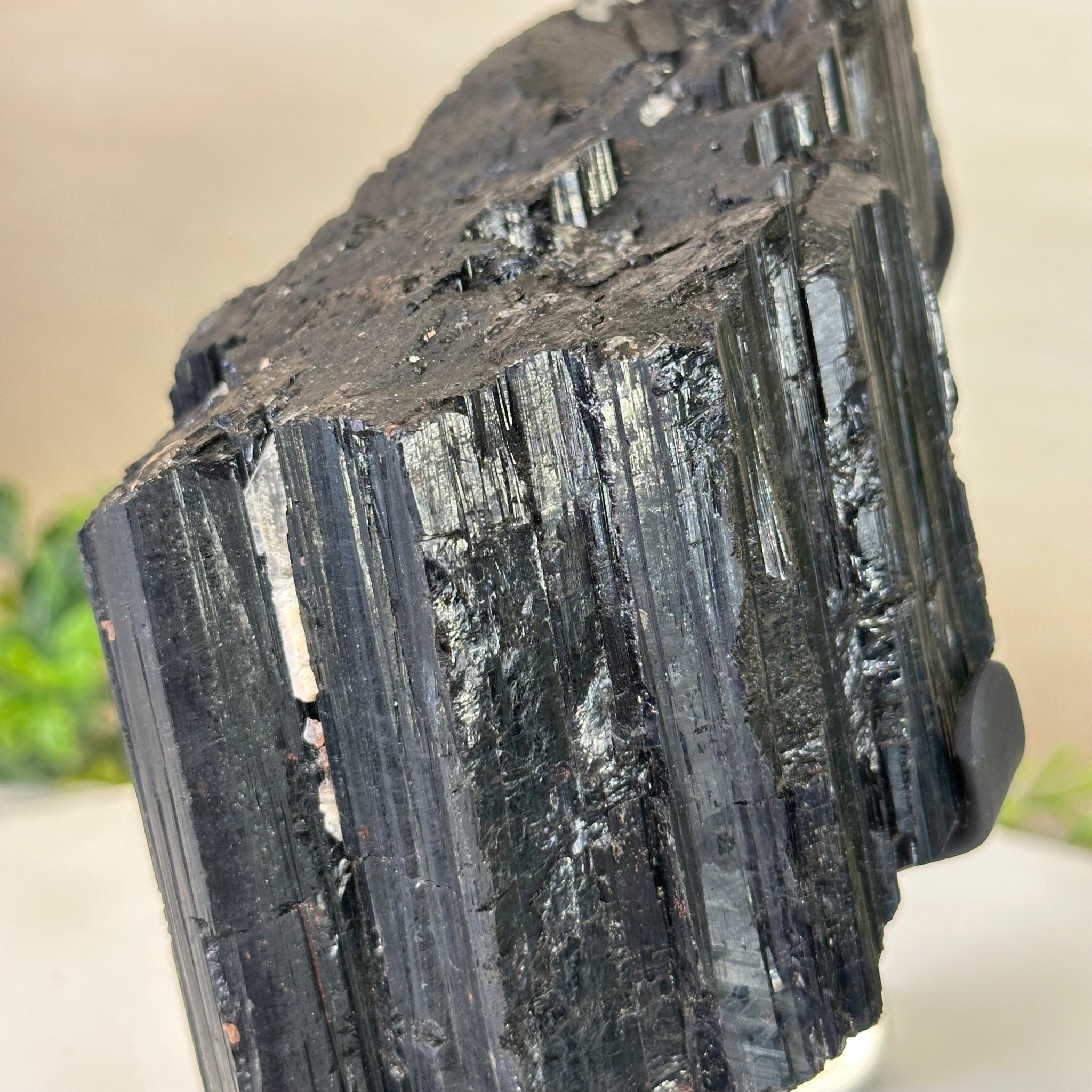 Black Tourmaline Cluster on a Metal Stand, 4.3 lbs and 7" Tall #6020 - 0005 - Brazil GemsBrazil GemsBlack Tourmaline Cluster on a Metal Stand, 4.3 lbs and 7" Tall #6020 - 0005Clusters on Wood Bases6020 - 0005