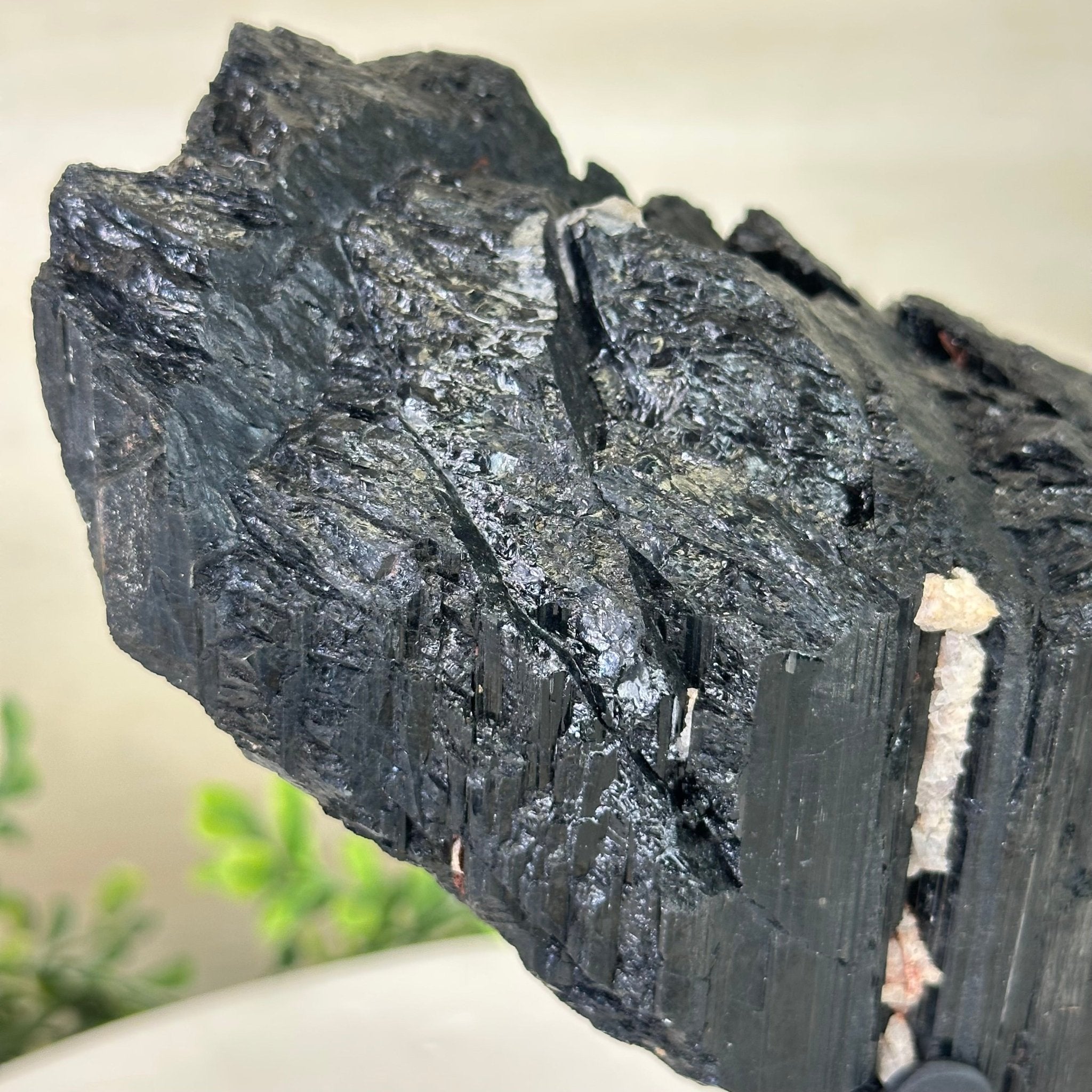 Black Tourmaline Cluster on a Metal Stand, 4.3 lbs and 7" Tall #6020 - 0005 - Brazil GemsBrazil GemsBlack Tourmaline Cluster on a Metal Stand, 4.3 lbs and 7" Tall #6020 - 0005Clusters on Wood Bases6020 - 0005